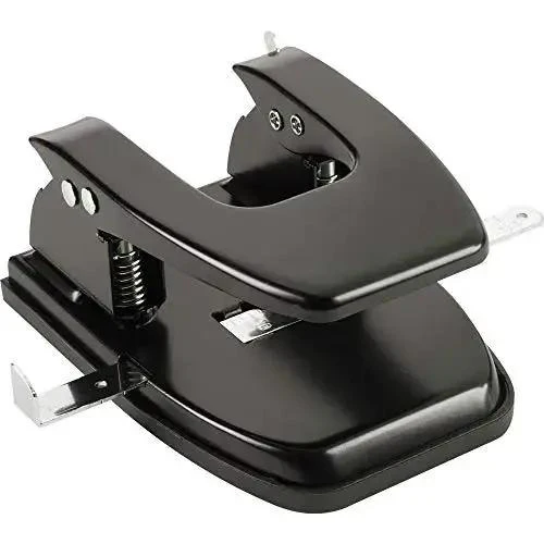 Heavy Duty Hole Punch For Office Use, A Real Workhorse That Puts Down Up To 30 Sheets With Centering Guide For Precise Alignment, All Steel Construction, Non Slip Rubber Base, Removable Chip Tray For Easy Cleanup, Black Small Model - Image 2
