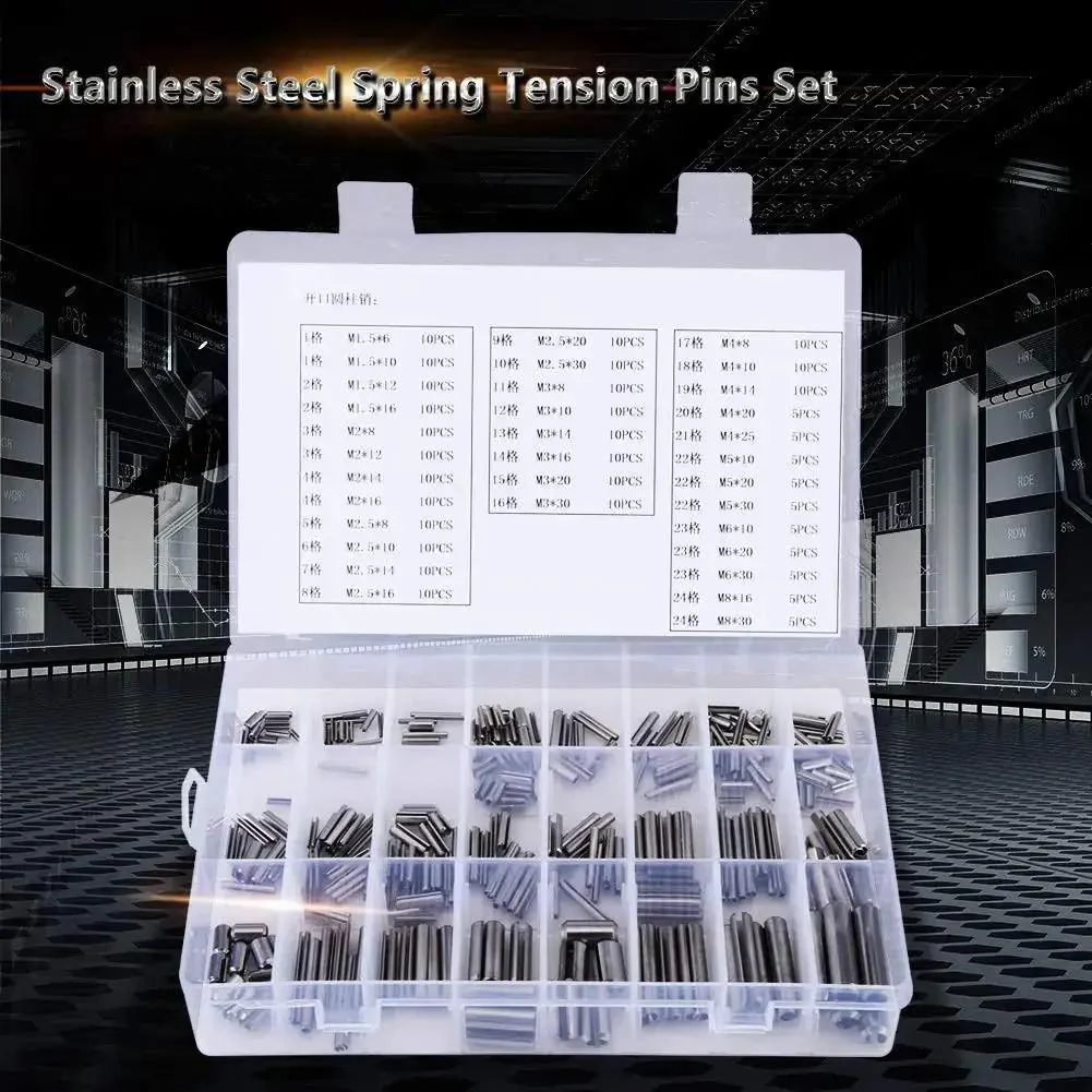 Heavy Duty Hollow Spring Pins Set 280 Pcs Stainless Steel Clamping Sleeves Assortment M1.5 Through M8 With Durable Storage Box For Machine Shop And Industrial Uses - Image 8