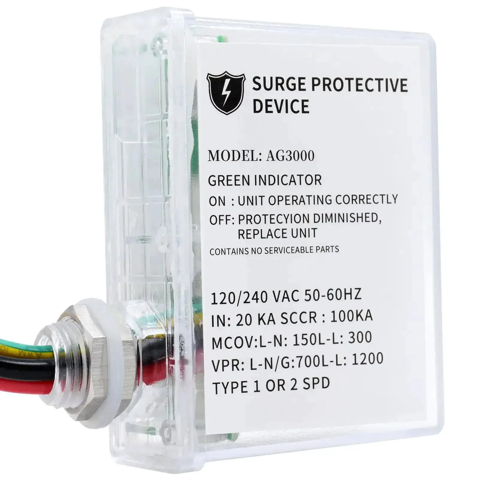 Heavy-Duty HVAC Surge Protector With TPMOV Tech and Three Modes L-G L-L L-N, Watertight Enclosure, 120/240 VAC, A Real Deal Shield For Your Home And Appliances, UL Listed, 5 Year Warranty
