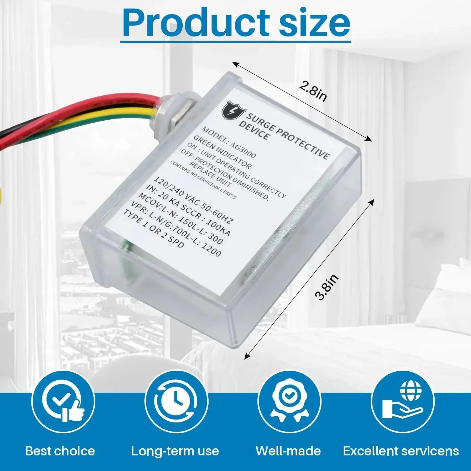 Heavy-Duty HVAC Surge Protector With TPMOV Tech and Three Modes L-G L-L L-N, Watertight Enclosure, 120/240 VAC, A Real Deal Shield For Your Home And Appliances, UL Listed, 5 Year Warranty - Image 3