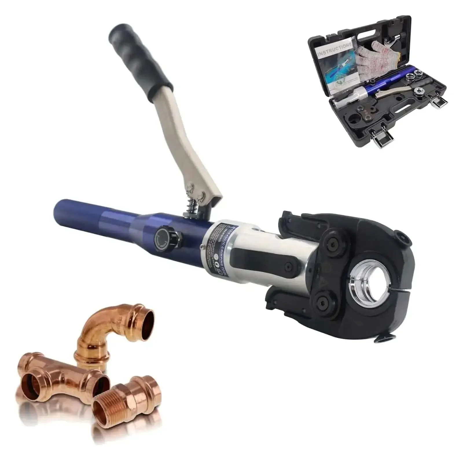 Heavy Duty Hydraulic Copper Pipe Press Tool For Fittings And Pex Clamping Pro Grade With U Th M V Dies Built To Last 60kN Expansion Force 15mm Stroke 1/2 To 1 Inch Range Lightweight 4 Lb - Image 6