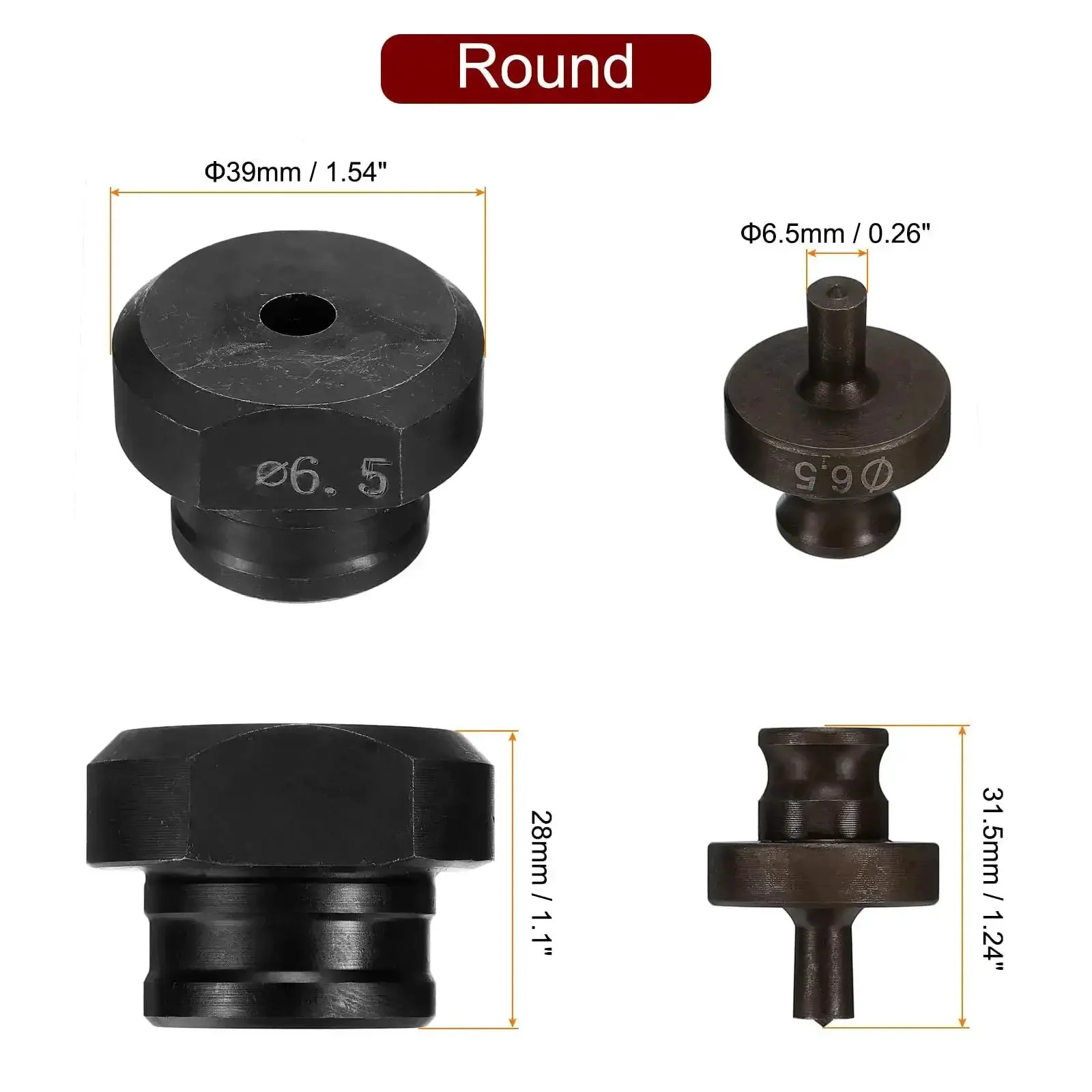 Heavy Duty Hydraulic Hole Punch Die 6.5mm Precise Round Hole Electric Punching Kit For MHP 20 JP 20 Burgundy And Black Durable 60Si2Mn Spring Steel Long Lasting Performance - Image 5