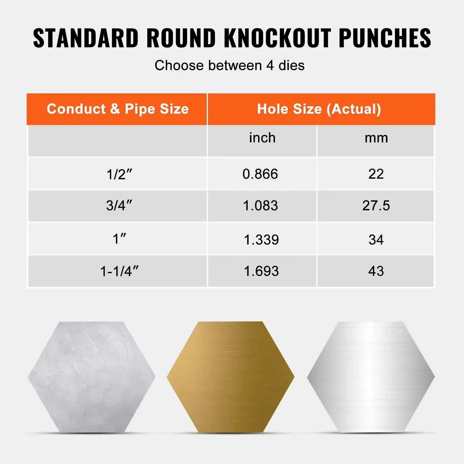 Heavy Duty Hydraulic Knockout Punch Kit 4 Piece Set For 1/2, 3/4, 1 And 1-1/4 Inch Conduit Holes Pro Grade KO Tool For Aluminum, Brass, Stainless Steel, Fiberglass And Plastic Easy Ratchet Or Electric Driver Use - Image 7