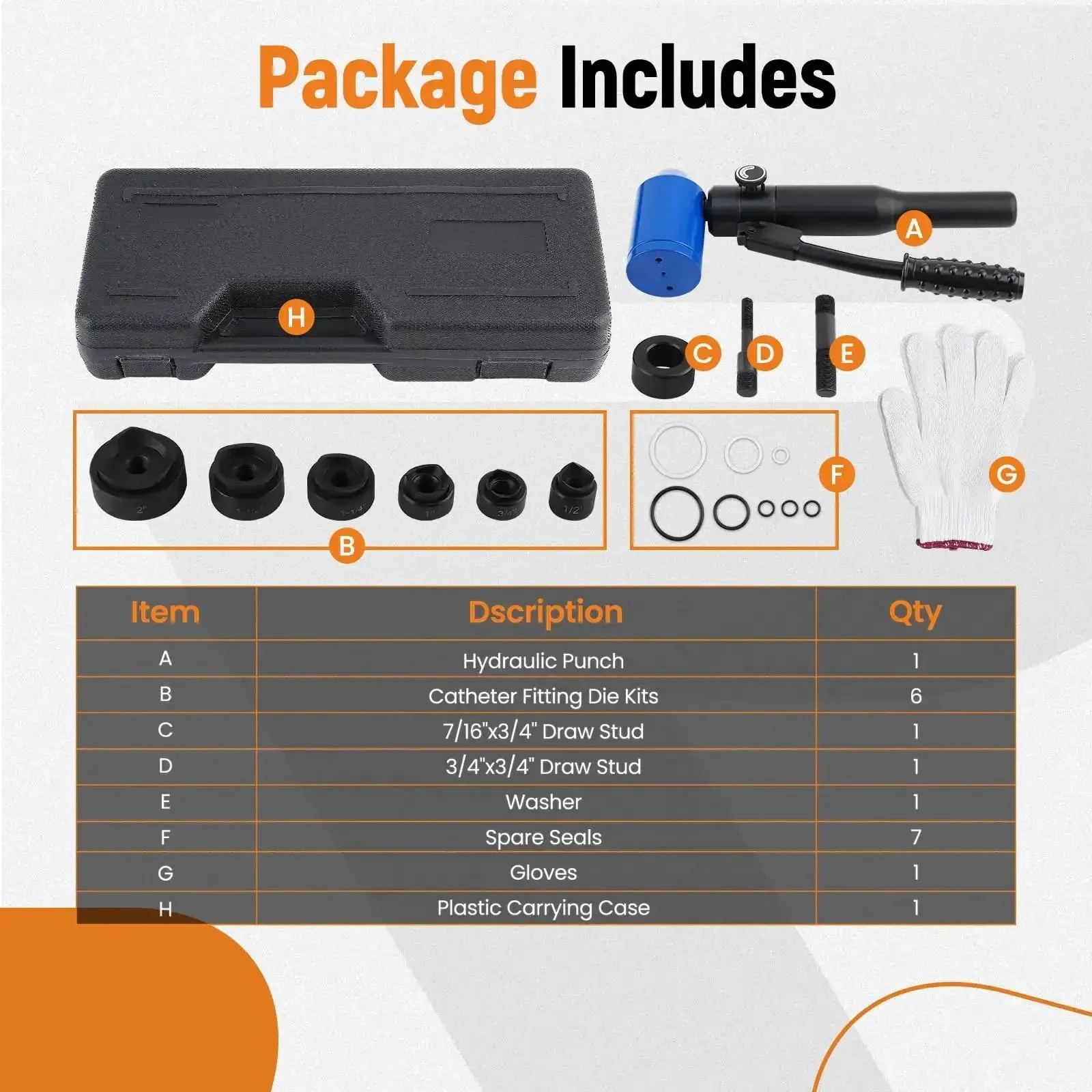 Heavy Duty Hydraulic Knockout Punch Kit One Half Inch To Two Inch Conduit Hole Cutter Set Beefy 8 Ton KO Tool For Metal Sheets With 360 Degree Swivel Head Easy Install And Durable - Image 7
