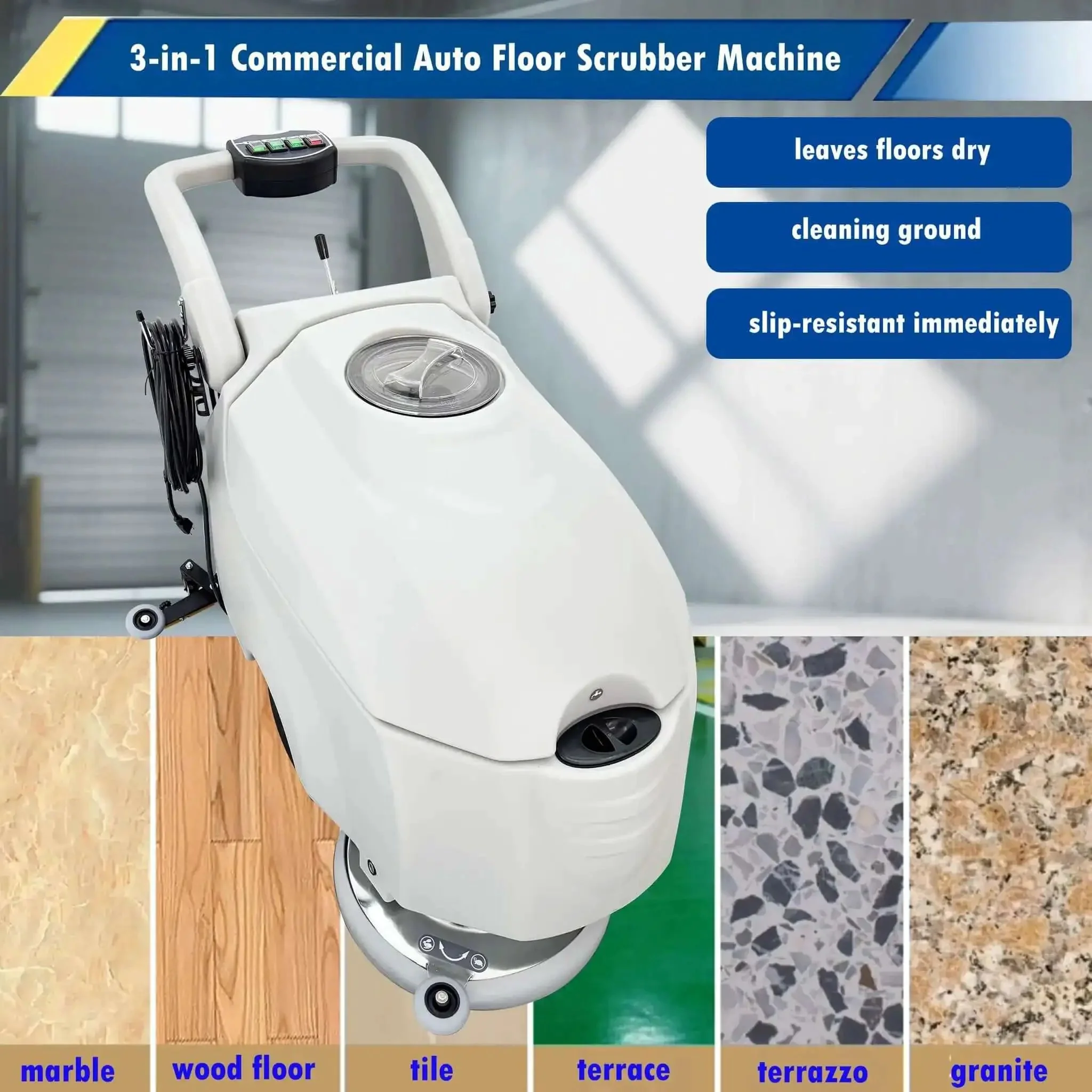 Heavy Duty Industrial Corded Floor Scrubber Workhorse With 16.3 Inch Brush And 1750 Square Meters Per Hour Cleaning Dual 31 Liter And 23 Liter Tanks Ideal For Airports Factories And Warehouses 110V Commercial Cleaning Machine - Image 7