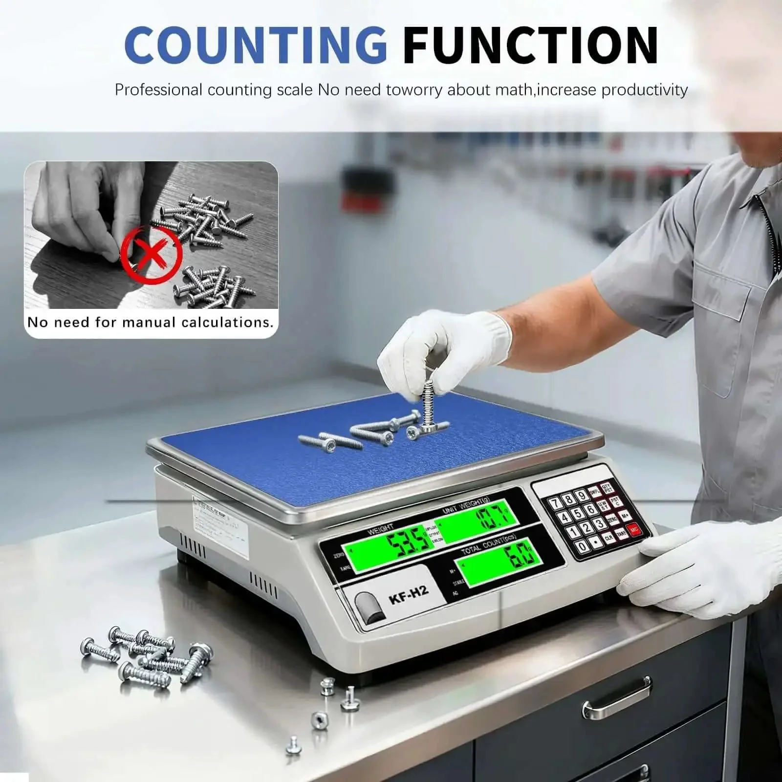 Heavy Duty Industrial Counting Scale With 30kg Capacity And 0.5g Precision For Coins And Parts Rock Solid Pro Grade Digital Scale With RS232 Port For PC Or Printer Switchable Units Kg G Lb Clear LCD Display USA Sensor For Accurate Readings - Image 8