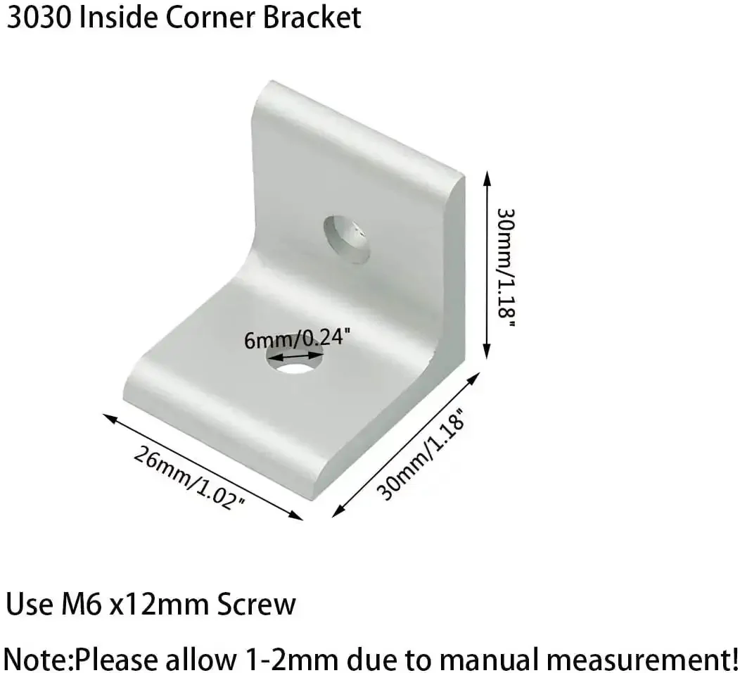 Heavy Duty Inside Corner Brackets For 3030 Aluminum Extrusion Profiles 30x30x26mm With 6mm Slots Set Of 20 For DIY Frames Built Tough And Rust Resistant Aluminum Alloy - Image 4