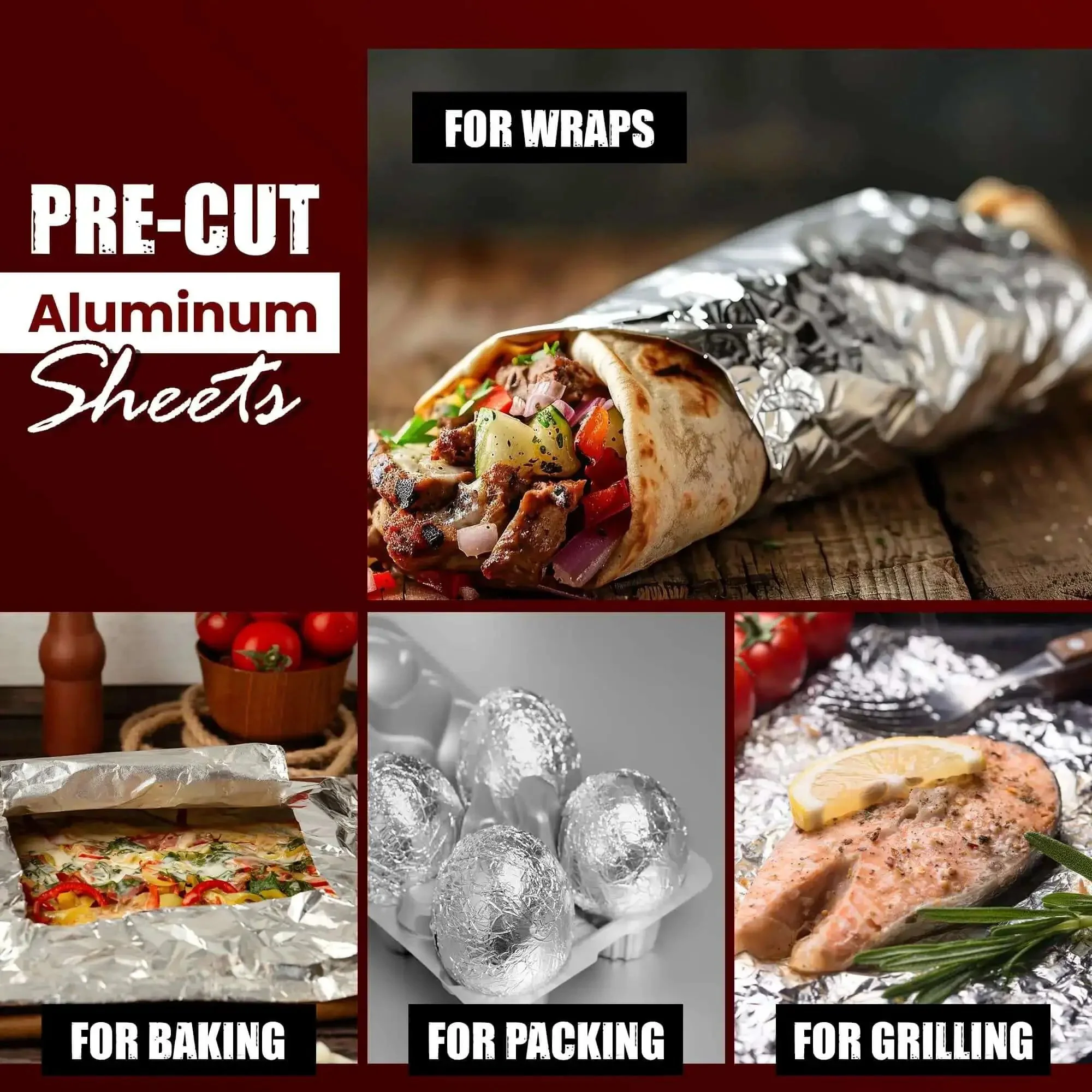 Heavy Duty Insulated Aluminum Foil Sheets Keep Food Hot Or Cold For Hours 50 Pack 14 Inch By 10.3 Inch Disposable Wraps For Sandwiches Burgers Burritos BBQ Takeout Food Trucks Deli Catering And More - Image 4
