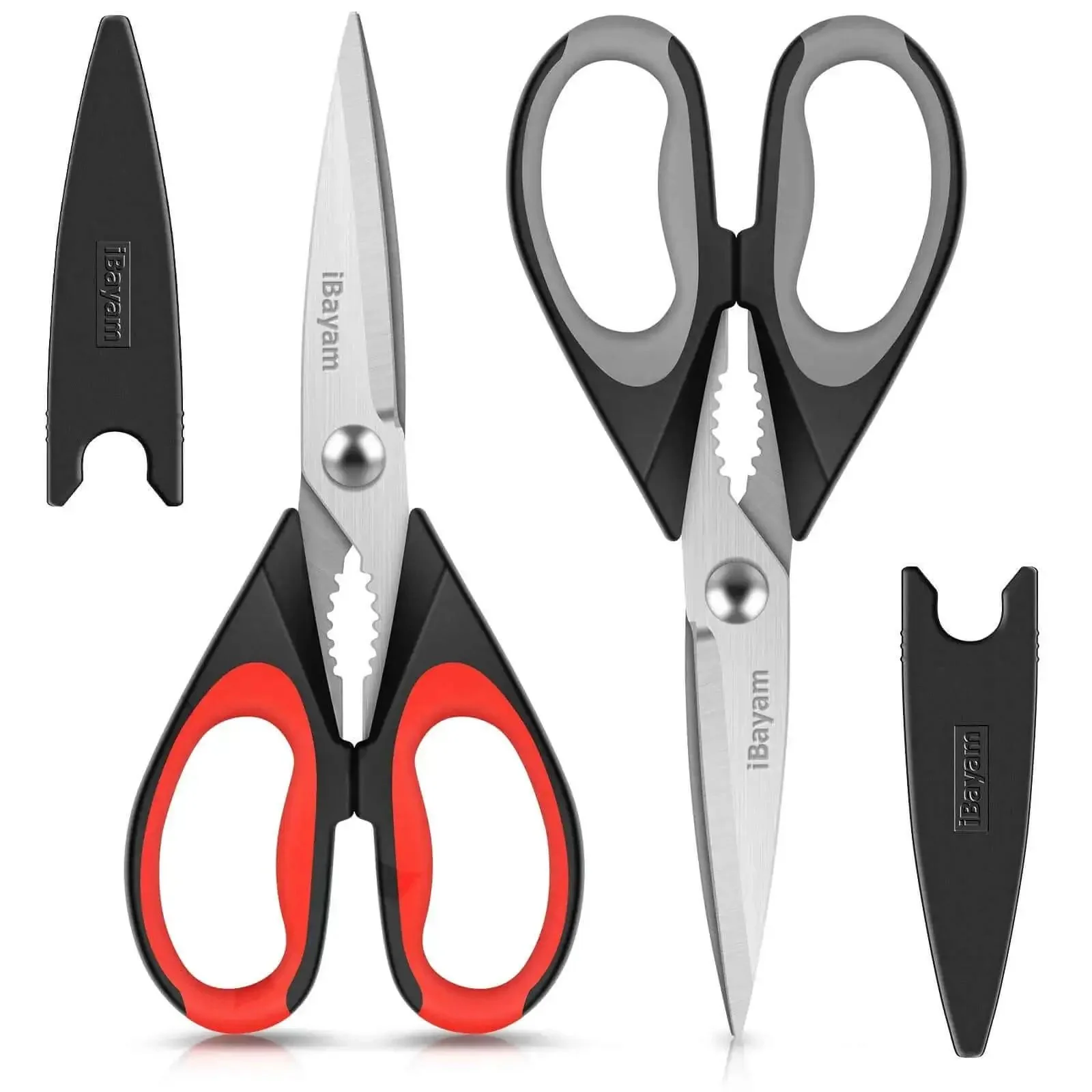 Heavy Duty Kitchen Scissors Set Eight And A Half Inch Two Pack Stainless Steel Shears For Meat Poultry Food Prep With Protective Sheath Dishwasher Safe All Purpose Kitchen Utensils For Home Camp Or Gift Go To Kitchen Gadget
