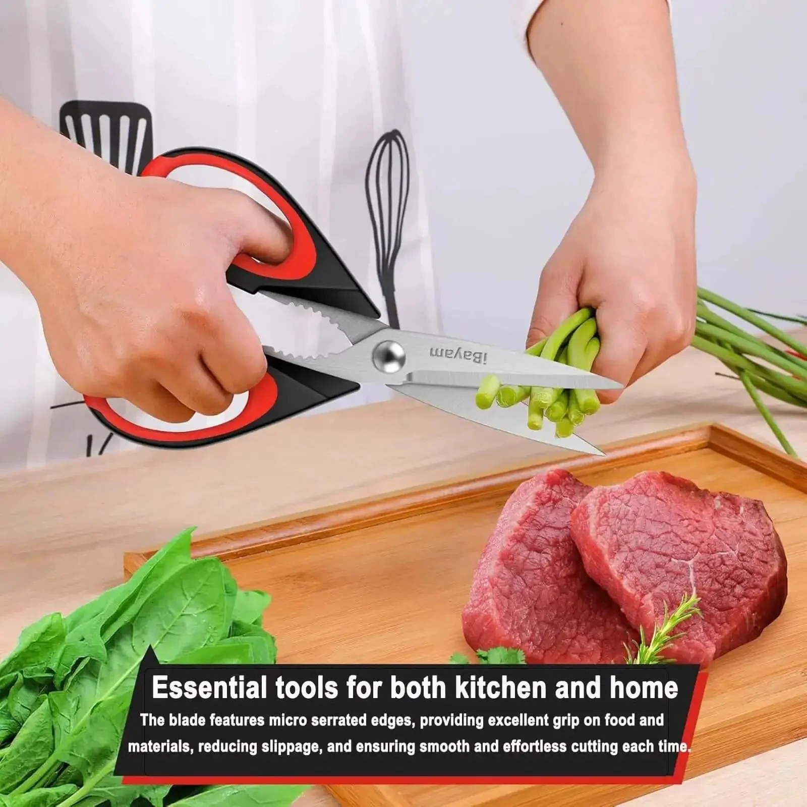 Heavy Duty Kitchen Scissors Set Eight And A Half Inch Two Pack Stainless Steel Shears For Meat Poultry Food Prep With Protective Sheath Dishwasher Safe All Purpose Kitchen Utensils For Home Camp Or Gift Go To Kitchen Gadget - Image 6