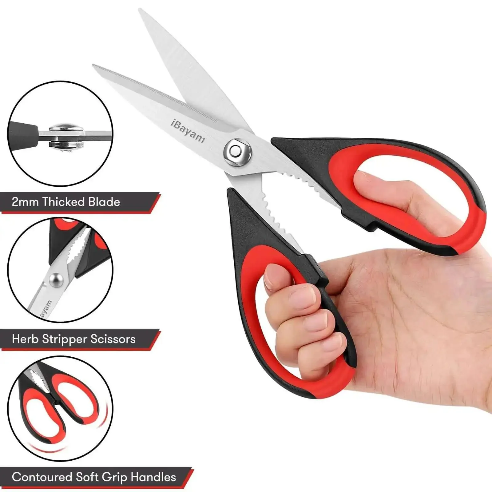 Heavy Duty Kitchen Scissors Set Eight And A Half Inch Two Pack Stainless Steel Shears For Meat Poultry Food Prep With Protective Sheath Dishwasher Safe All Purpose Kitchen Utensils For Home Camp Or Gift Go To Kitchen Gadget - Image 7