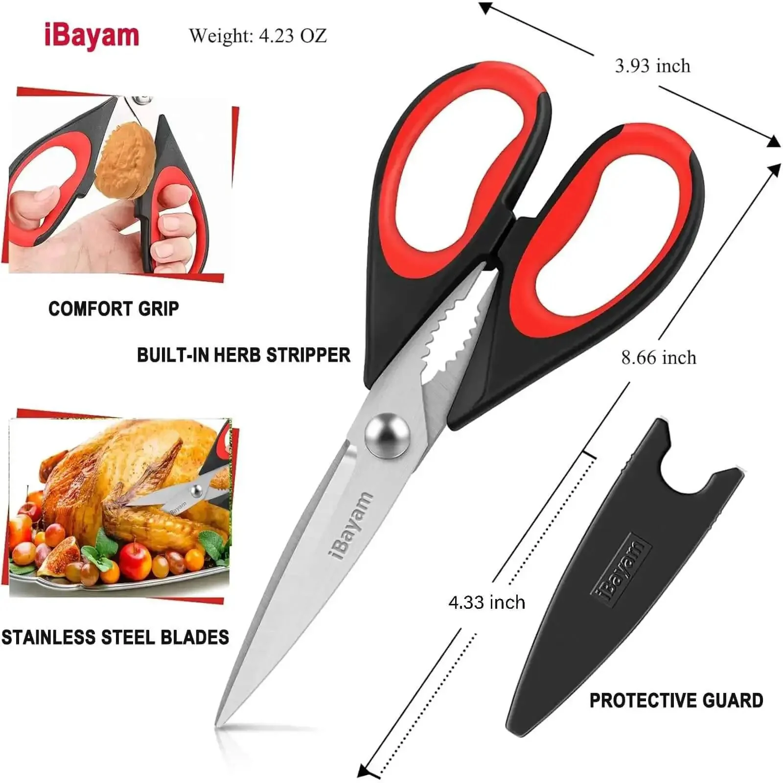 Heavy Duty Kitchen Scissors Set Eight And A Half Inch Two Pack Stainless Steel Shears For Meat Poultry Food Prep With Protective Sheath Dishwasher Safe All Purpose Kitchen Utensils For Home Camp Or Gift Go To Kitchen Gadget - Image 8