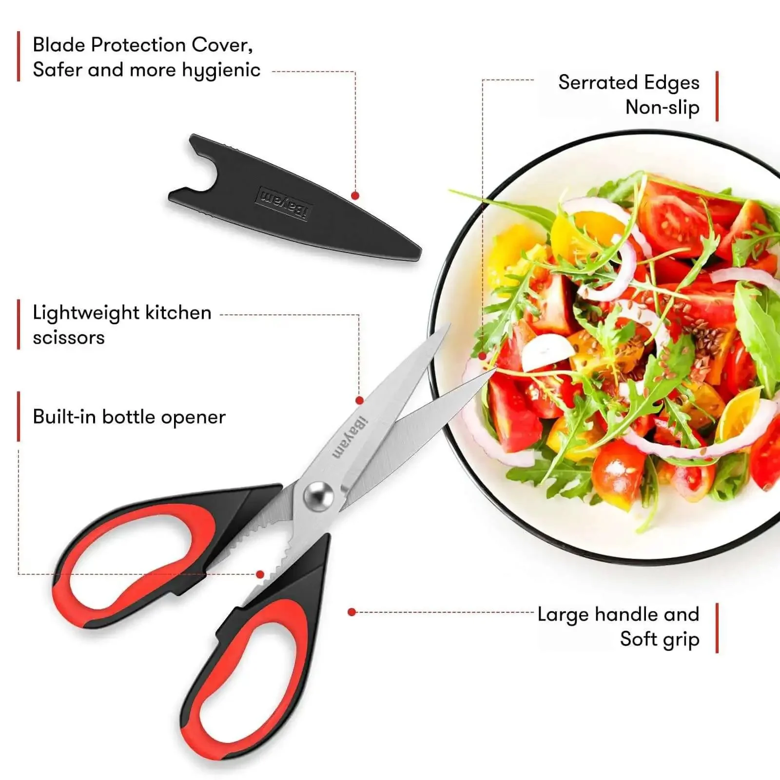 Heavy Duty Kitchen Scissors Set Eight And A Half Inch Two Pack Stainless Steel Shears For Meat Poultry Food Prep With Protective Sheath Dishwasher Safe All Purpose Kitchen Utensils For Home Camp Or Gift Go To Kitchen Gadget - Image 9