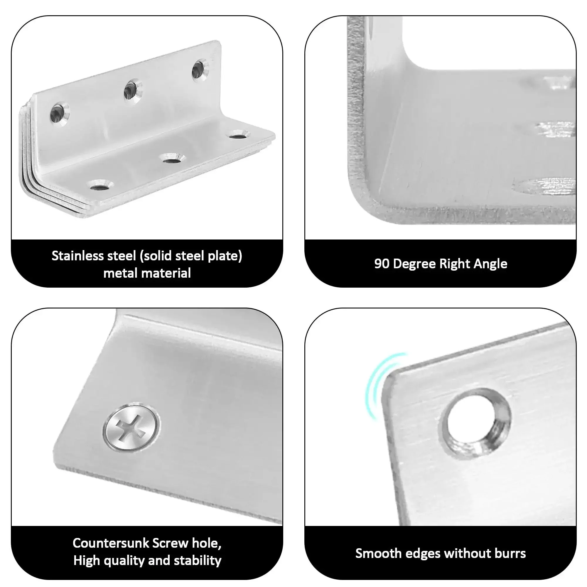 Heavy Duty L Bracket Shelf Braces 3.2 Inch, 4 Pack Stainless Steel Corner Braces For Wood Shelves And Furniture, Polished Silver Angle Brackets, Corrosion Resistant, Rust Proof, Built To Last - Image 6