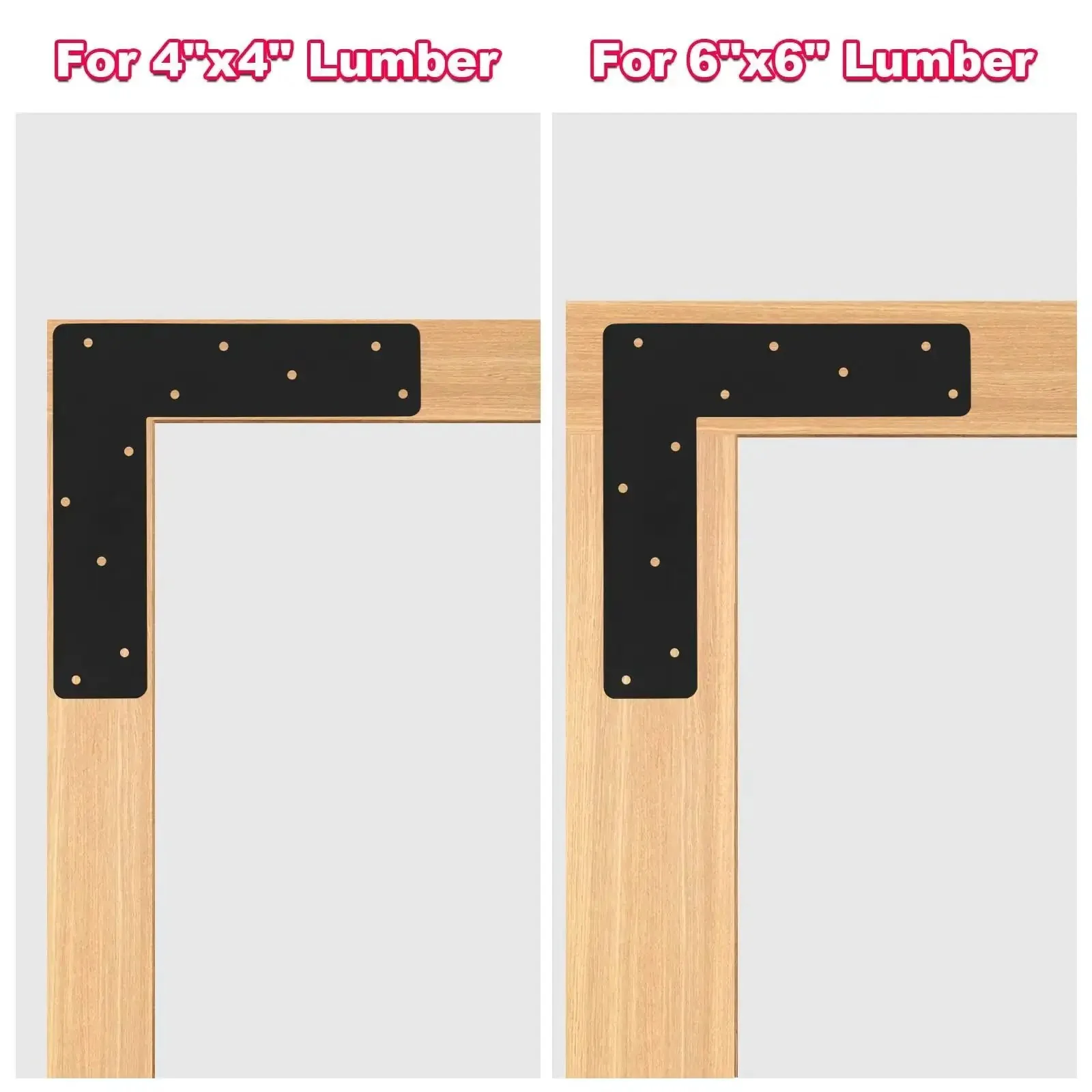 Heavy Duty L Shape Bracket Set, 4 Pcs 12x12 Mending Plates With Black Powder Coat, Right Angle Corner Brackets For 4x4 And 6x6 Frames, Built Tough For Home Repair, Furniture, Pavilion, Truss Framing - Image 4