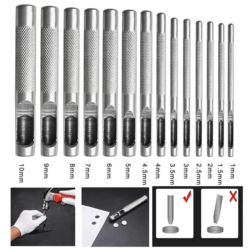 Heavy Duty Leather And Canvas Hole Punch Set, 12 Piece Hollow Punch Tool Kit With Sizes From 1mm To 10mm, Ergonomic Grip, Pro Grade Holes For Belts, Watch Bands, Bags, And Craft Projects - Image 8
