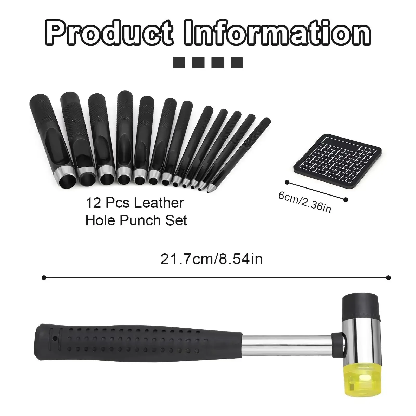 Heavy Duty Leather Hole Punch Set 1.0 To 10mm Hollow Punches With Non Slip Knurled Steel Build Includes Cutting Mat And Double Ended Hammer For Watch Bands Belts Wristbands DIY Crafting - Image 7