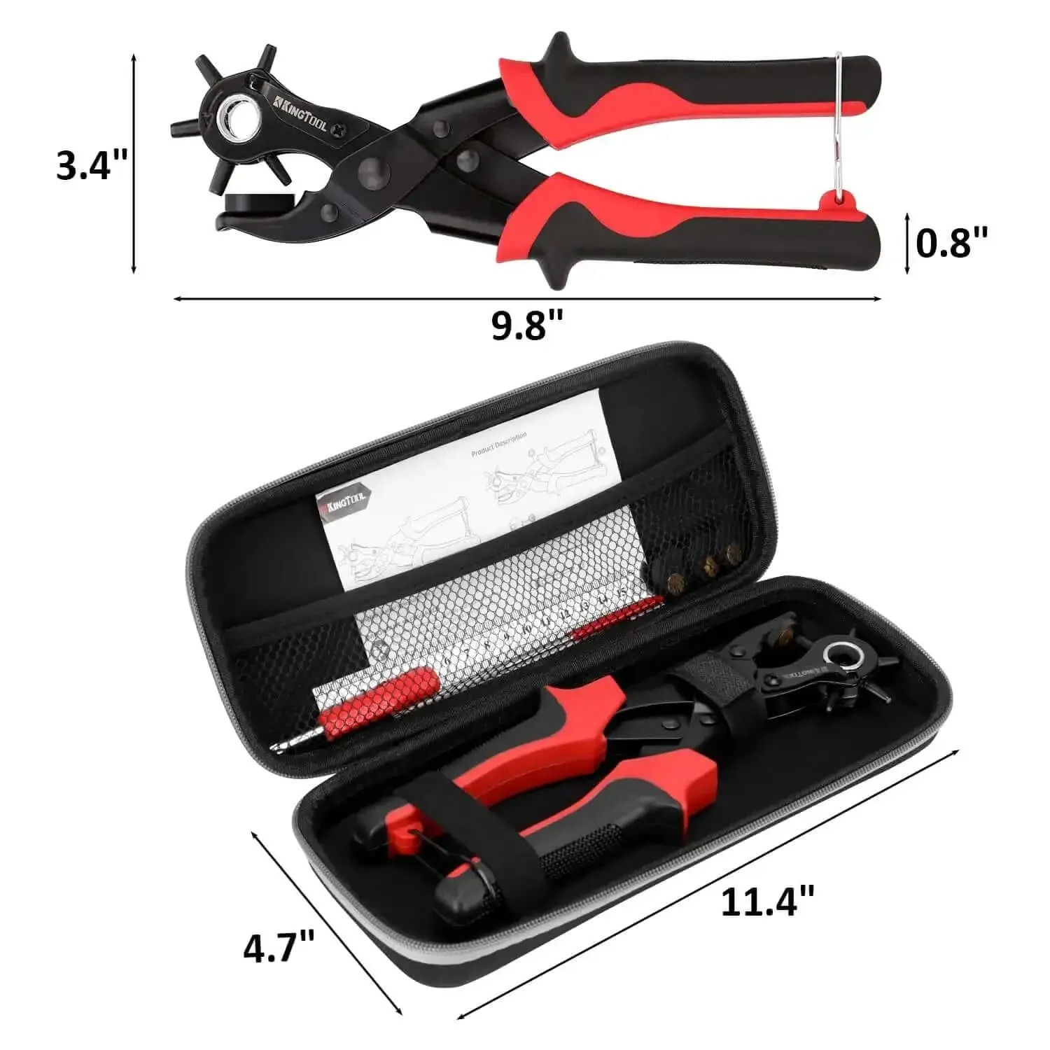 Heavy Duty Leather Hole Punch Set With Rotary Puncher Multi Size Belt Hole Maker Kit Includes Spare Plates And Storage Case Fast Easy Belt Repair For Reusing Belts - Image 2