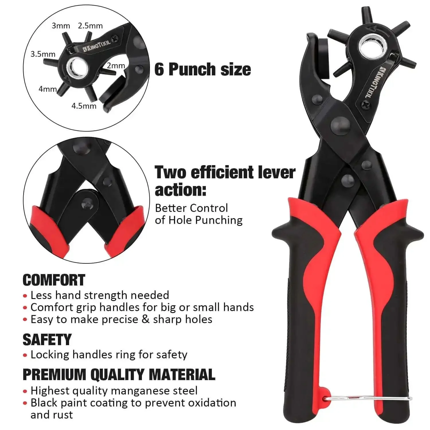 Heavy Duty Leather Hole Punch Set With Rotary Puncher Multi Size Belt Hole Maker Kit Includes Spare Plates And Storage Case Fast Easy Belt Repair For Reusing Belts - Image 6