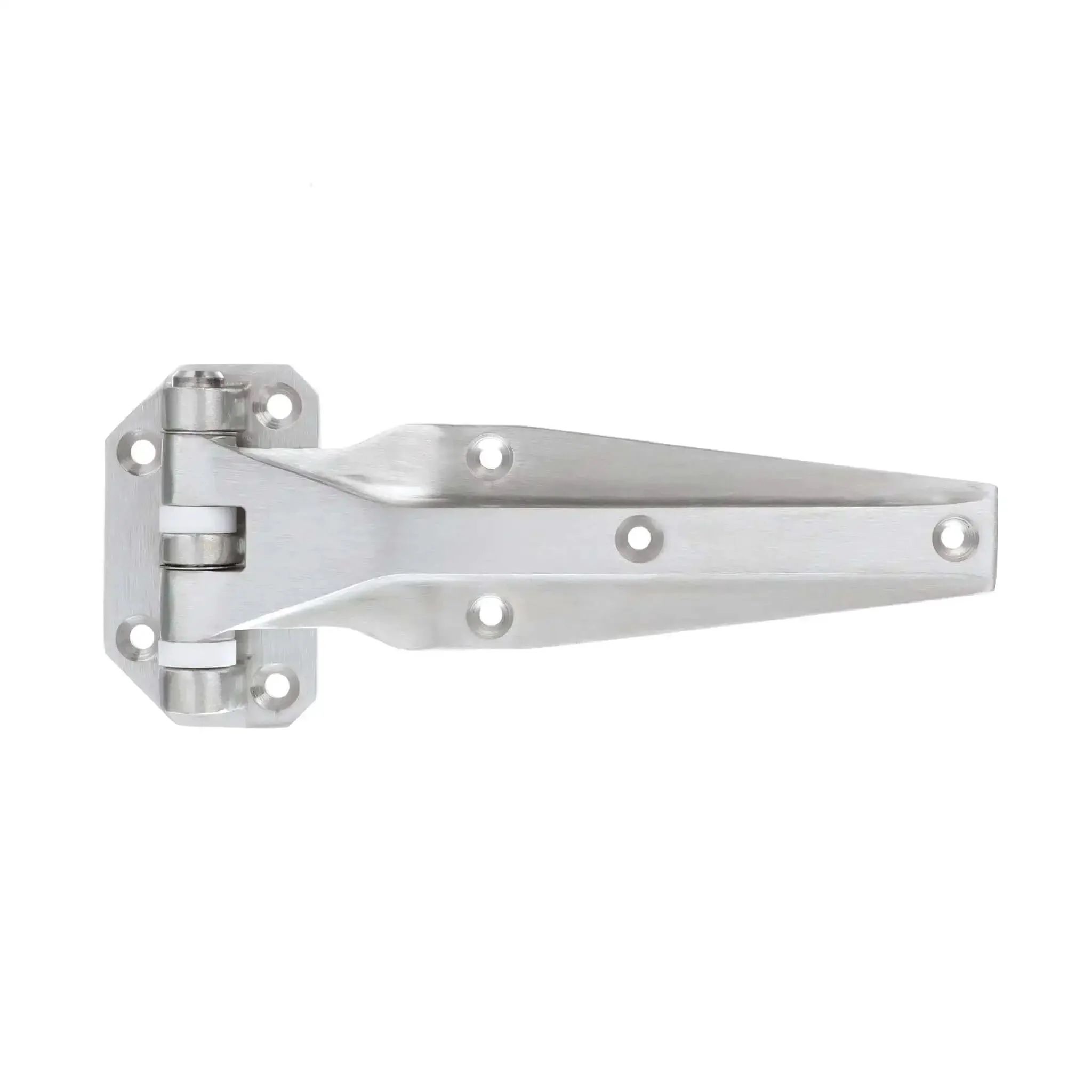 Heavy Duty Left-Hand Walk-In Cooler Door Hinge With Flush Offset Satin Stainless Steel, Corrosion-Resistant Marine Grade Hardware For Cold Rooms And Refrigeration