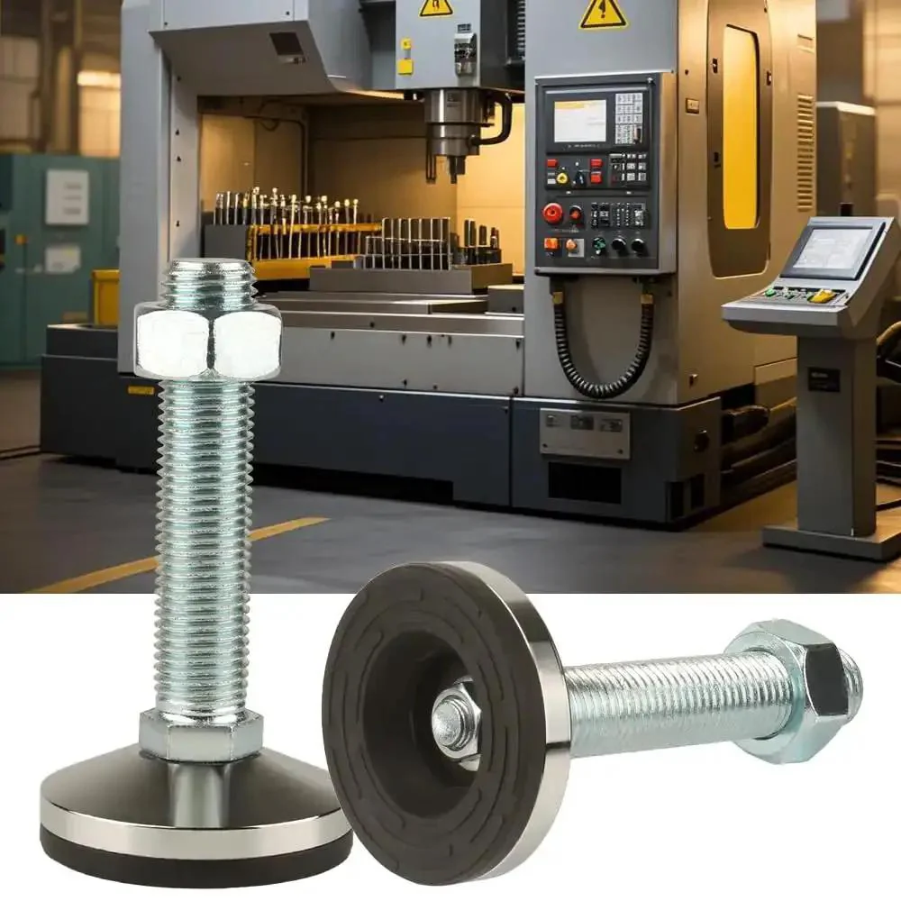 Heavy Duty Leveling Screw Leg With 3.94 Inch Diameter Base, 150 Millimeters Long, Adjustable Leveling Feet M30 Thread, 5500 Lb Capacity For Workbenches, Machines, And Cabinets, Chrome Plated Anti Skid Base, Carbon Steel - Image 5