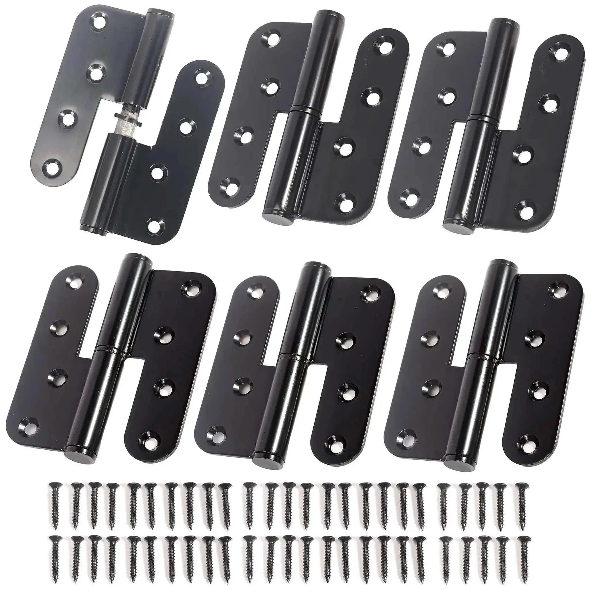 Heavy Duty Lift Off Door Hinges Set 4 Inch By 3 Point 5 Inch H Shaped Detachable Hinges Black 201 Stainless Steel Two Point Eight Millimeter Thick Left And Right Mounts 110 Lb Capacity Tough As Nails