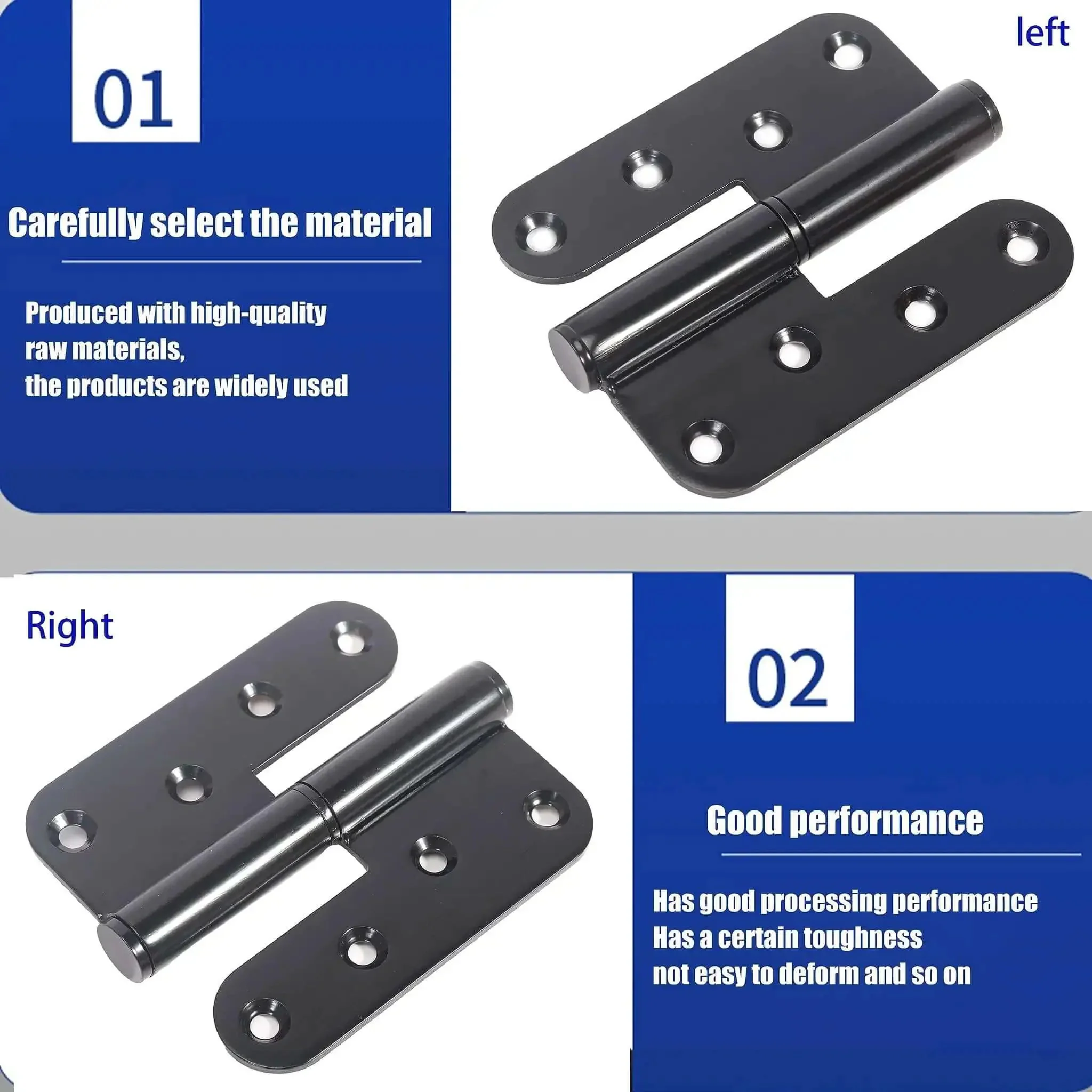 Heavy Duty Lift Off Door Hinges Set 4 Inch By 3 Point 5 Inch H Shaped Detachable Hinges Black 201 Stainless Steel Two Point Eight Millimeter Thick Left And Right Mounts 110 Lb Capacity Tough As Nails - Image 6
