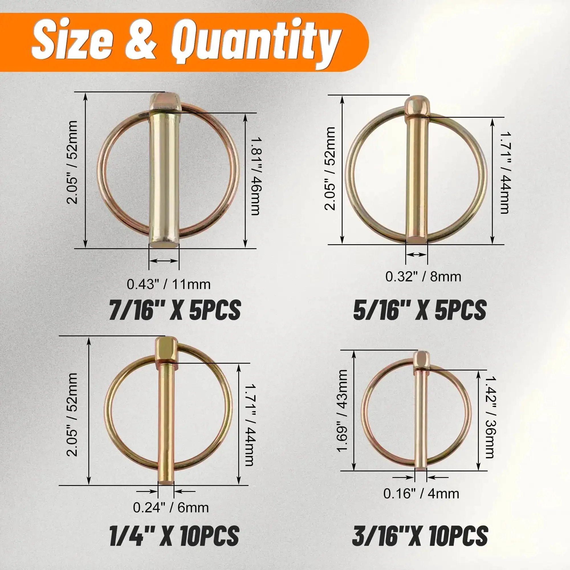 Heavy Duty Lynch Pin Kit 30 Pack For Trucks Trailers Tractors Mowers And 3 Point Hitches, All Around Farm And Lawn Gear, Yard Work Ready Accessories For PTOs, Garden Tools And Outdoor Power Equipment - Image 6