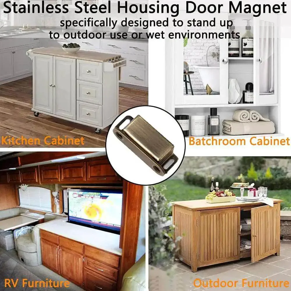 Heavy Duty Magnetic Cabinet Catches 2 Pack Holds Up To 15 Lbs Cupboard Door Magnets Stainless Steel Closet RV Marine Kitchen Bathroom Drawer Latch Hardware - Image 2