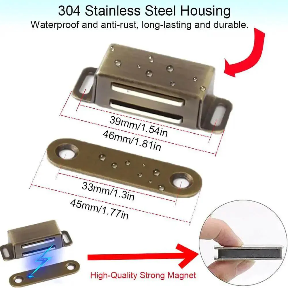 Heavy Duty Magnetic Cabinet Catches 2 Pack Holds Up To 15 Lbs Cupboard Door Magnets Stainless Steel Closet RV Marine Kitchen Bathroom Drawer Latch Hardware - Image 9