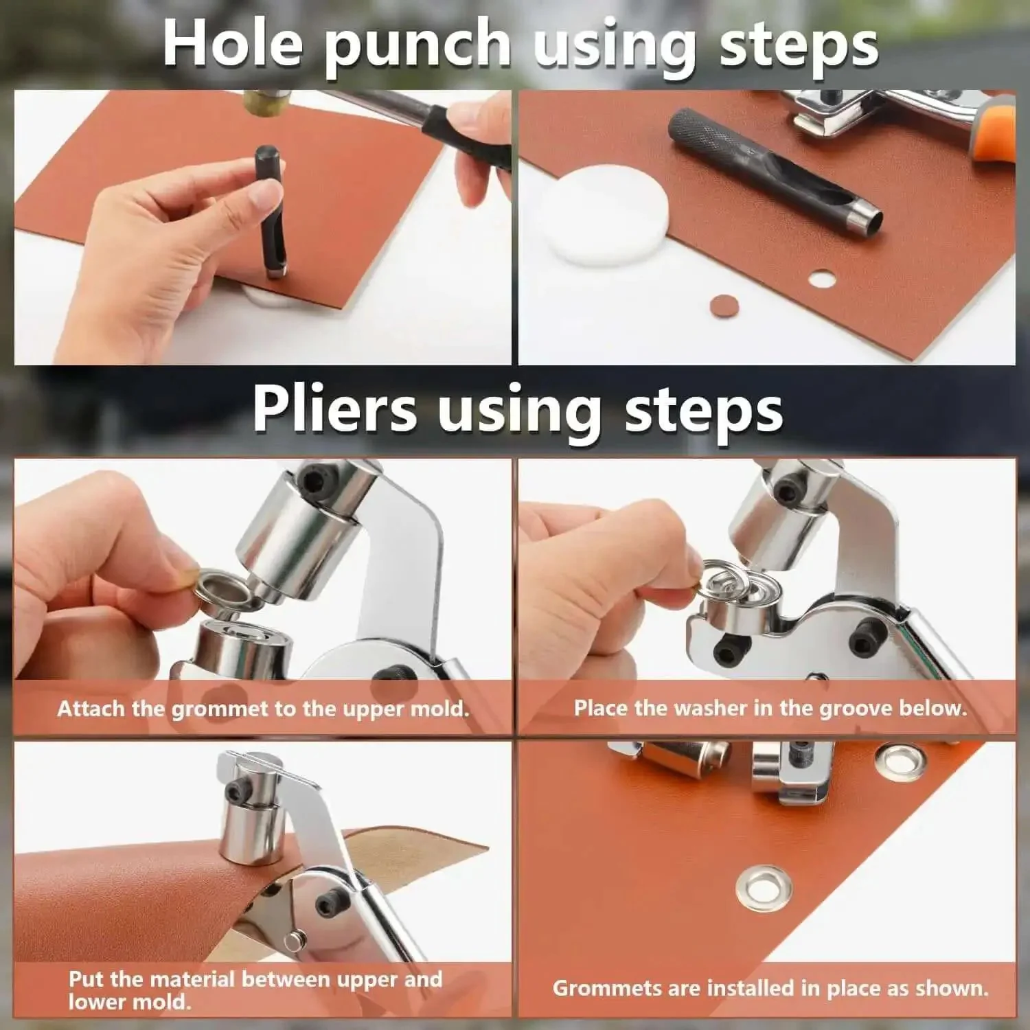 Heavy Duty Manual Grommet Press Kit With 500 Metal Eyelets For Fabric Tarps Banners And Curtains Easy Grip Comfort Handle Reduces Hand Strain And Lets You Install Three Eighth Inch Eyelets Fast And Clean - Image 2