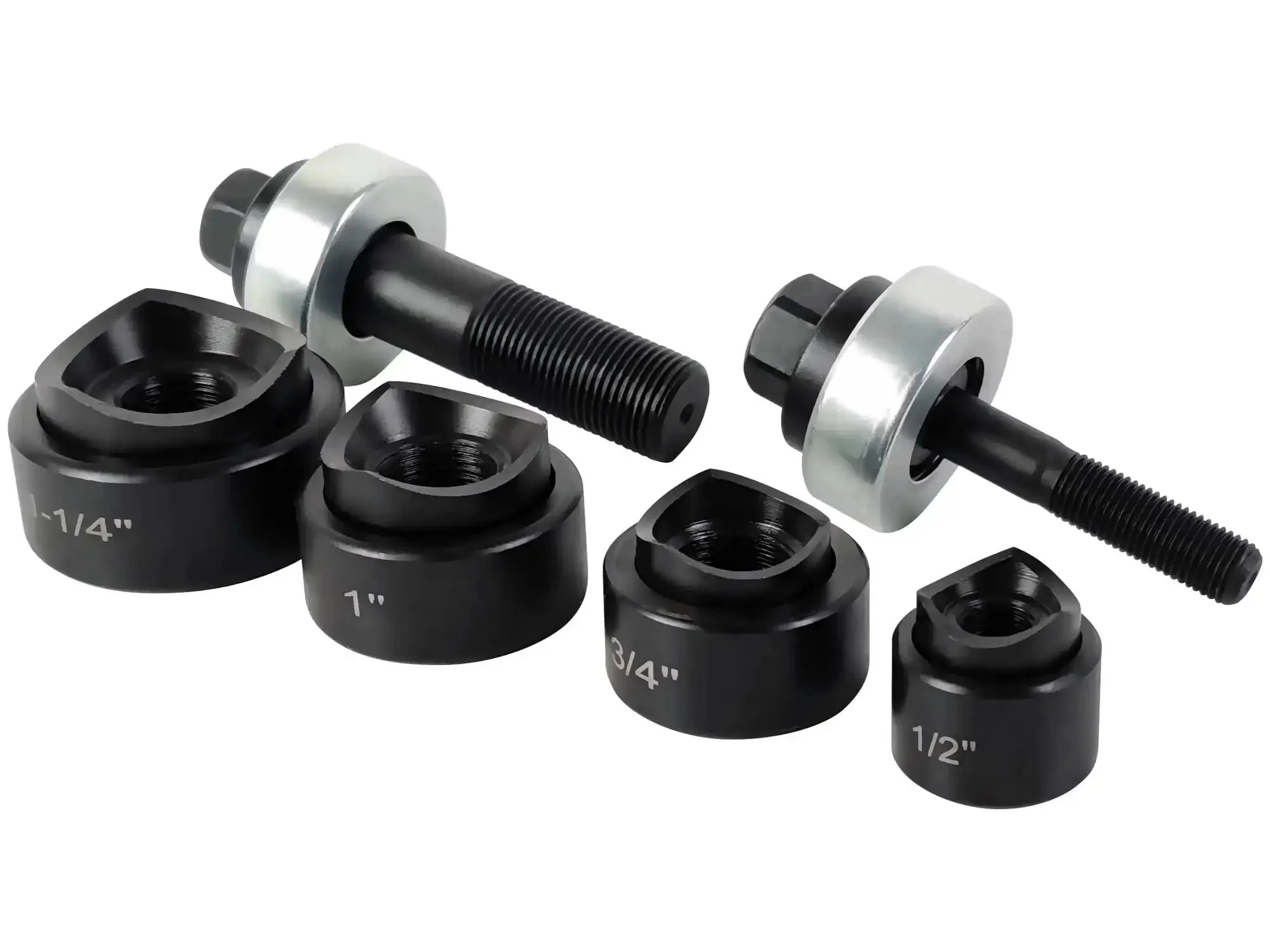 Heavy Duty Manual Knockout Punch Kit For Sheet Metal And Conduit Boxes 1/2 To 1-1/4 Inch Die Set Cuts Clean Holes In Steel Copper Aluminum Works With Ratchet Wrench Or Drill Durable Punch Driver Kit