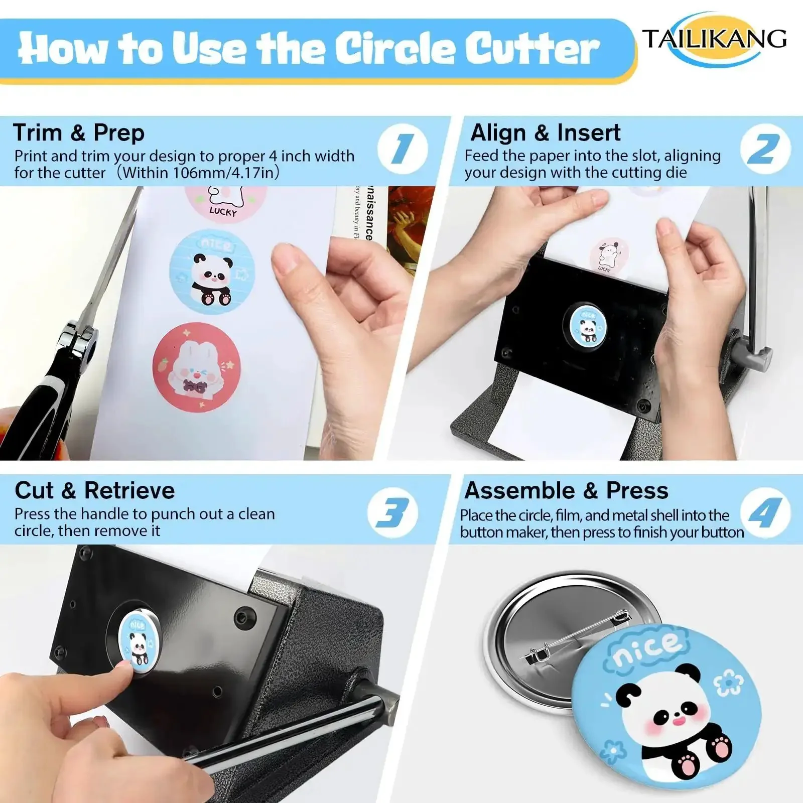 Heavy Duty Manual Lever Circle Punch And Button Cutter, 35mm Circle Cut For 25mm Button Shells, 1 Inch Button Making Tool, Great For DIY Badges, Scrapbooking, Cardstock Crafting, Precise, Easy To Use, No-Brainer - Image 5