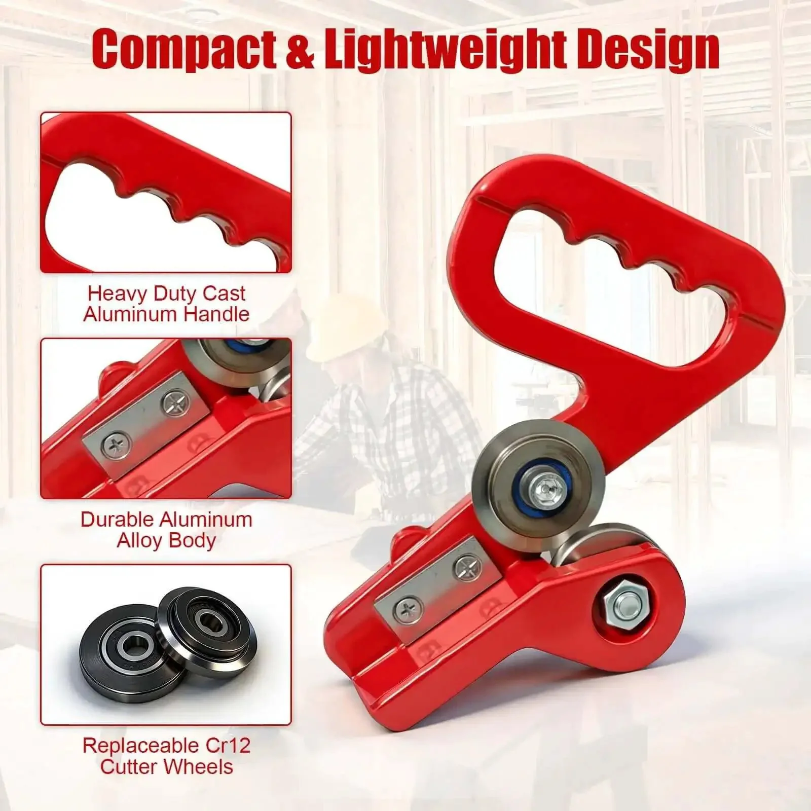Heavy Duty Manual Sheet Metal Cutter With Replaceable Cr12 Wheels, Portable Handheld Rolling Disc Cutter For Aluminum And Color Steel Up To 0.6mm, Pro Grade Tool For Roofing, HVAC And Metalworking Projects - Image 5