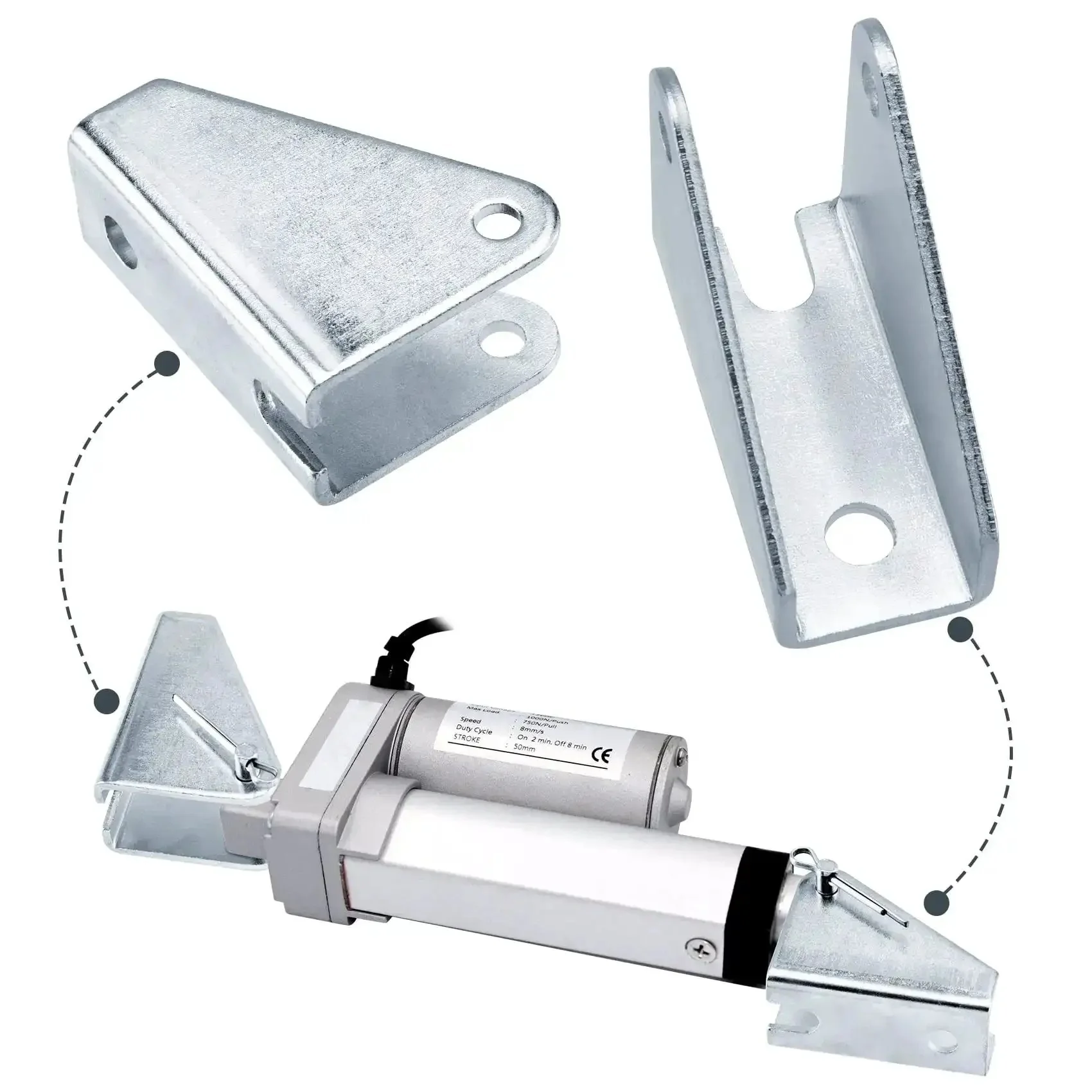 Heavy Duty Metal Mounting Brackets For Linear Actuators, 180 Degree Rotation, Silver, 2 Pack, Durable Angle Mounting Brackets For Easy Actuator Installations And Flexible Push Applications - Image 5