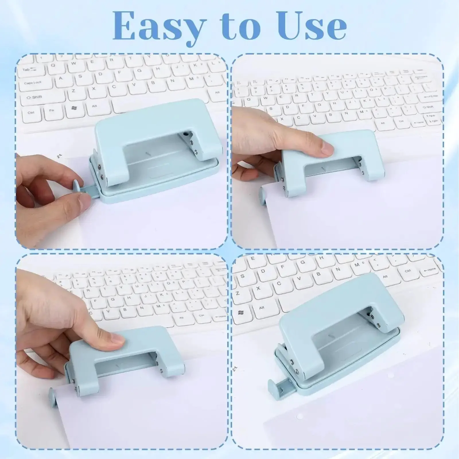 Heavy Duty Metal Two Hole Punch For A4 A5 B5 Paper, Adjustable Manual Paper Punch With 10 Sheet Capacity, Blue, The Office Workhorse For Home And Workplace Filing And Quick Organization - Image 4