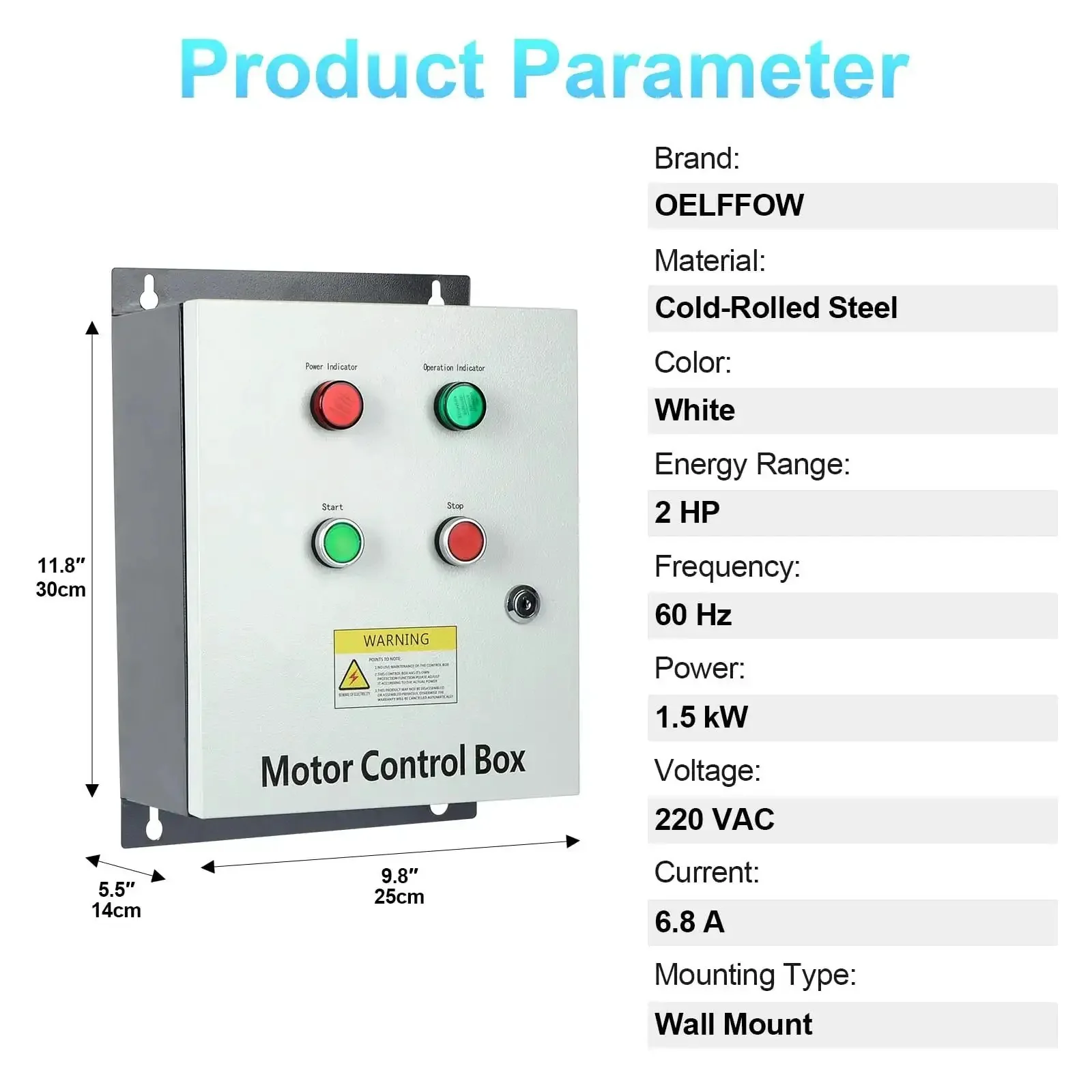 Heavy Duty Motor Control Box With Built In AC Contactor 220V 2HP Single Phase Multifunction Controller For Motors, Refrigeration, Water Pumps, And Fans, Phase Loss And Overload Protection For Smooth Start Stops - Image 3