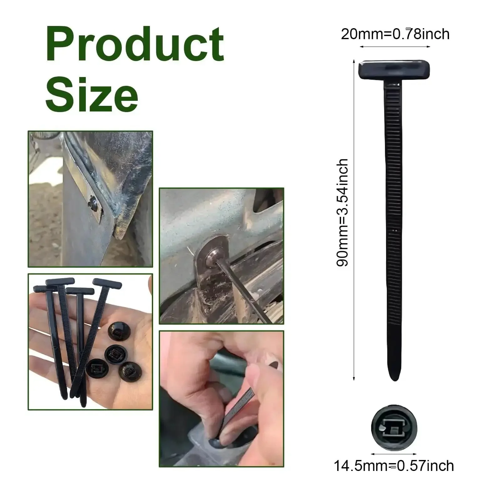 Heavy Duty Nylon Universal Cable Tie Buckles With Pin And Button Lock For Car Repairs, 100 Pack Zip Ties For Securing Bumpers, Trunk Linings, Engine Guards, Fender Linings, Fenders And Underbody Panels - Image 4