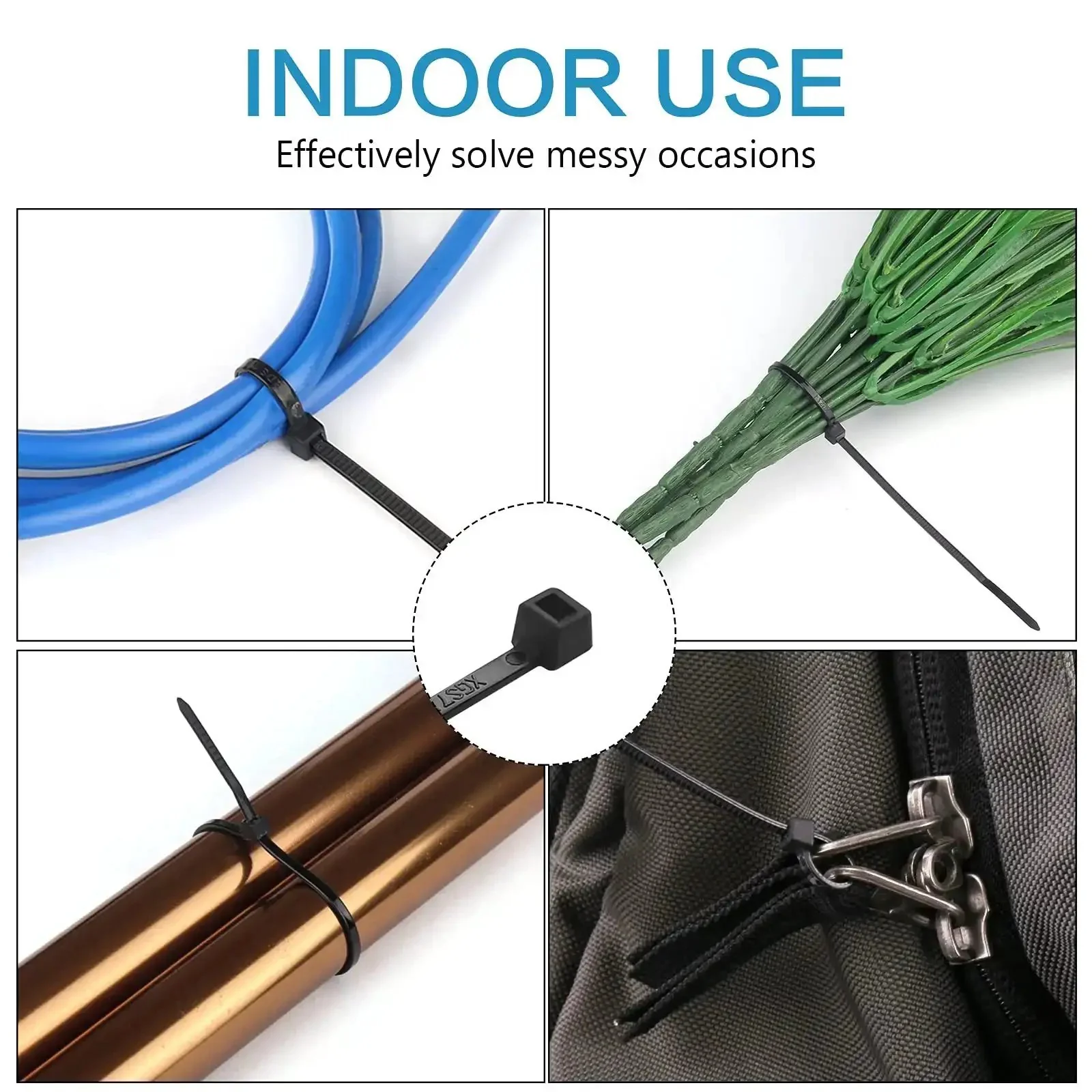 Heavy Duty Nylon Zip Ties 6 Inch Self Locking 1000 Count Black For Indoor Outdoor Wiring And Organization 18 Lbs Tensile Strength Temperature Resistant Minus Forty To One Hundred Eighty Five Fahrenheit - Image 3
