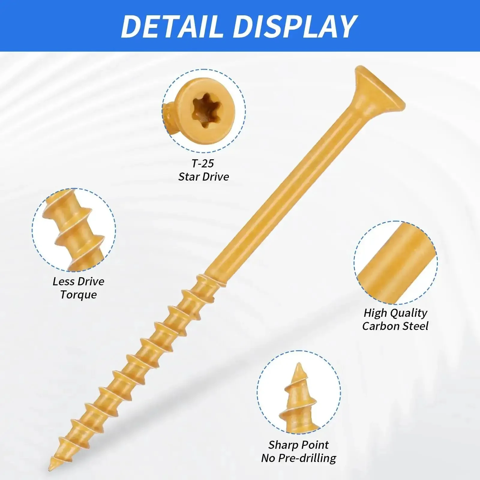 Heavy-Duty Outdoor Wood Deck Screw Kit With Bronze Epoxy Coated Rust Resistance, T25 Star Drive Bit Included, 110-Piece Assorted Set For Timber, Lumber, Landscaping And Exterior Projects No-Fuss Built To Last - Image 6