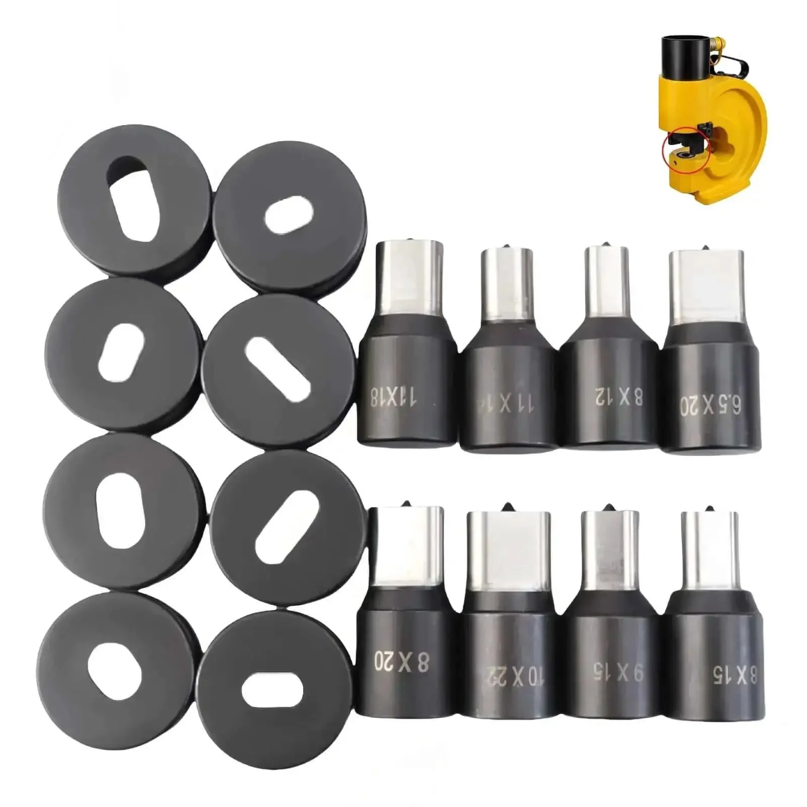 Heavy Duty Oval Punch Die For CH70 Electric Hydraulic Press, 14x20mm Oval Punch Tool For Steel Copper And Aluminum Sheets, Beefy 40Cr Spring Steel, Precise 4.2mm To 25mm Hole Punching