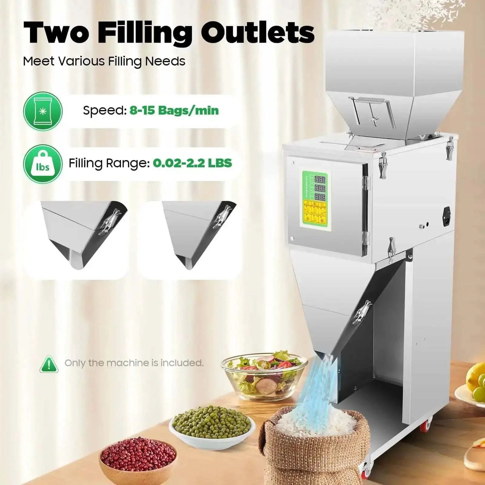 Heavy Duty Particle Filling Machine For Precision 10 To 999G Automatic Powder Filler With Electric Bottle And Bag Packing No Fuss Smart Control Panel Stainless Steel Build Universal Wheels Ideal For Rice Peanuts Flour And More - Image 5