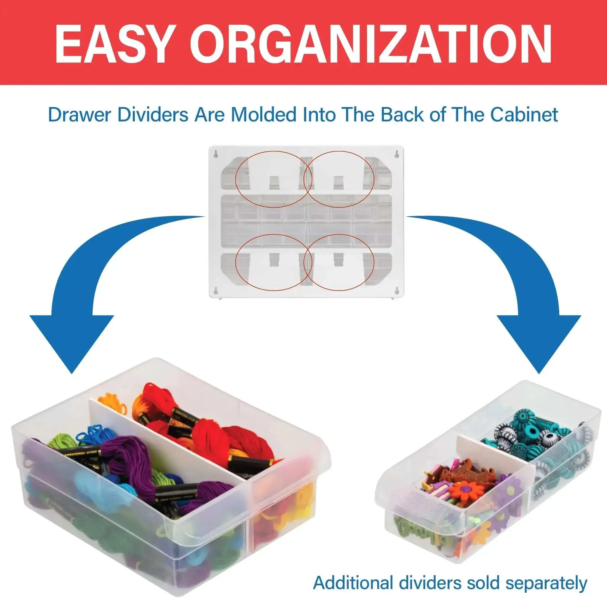 Heavy Duty Plastic Drawer Cabinet For Garage Organization And Craft Storage, 44 Drawer Bead And Building Bricks Organizer, Teacher Toolbox And Makeup Storage Unit, 20 Inch Wide Black - Image 14