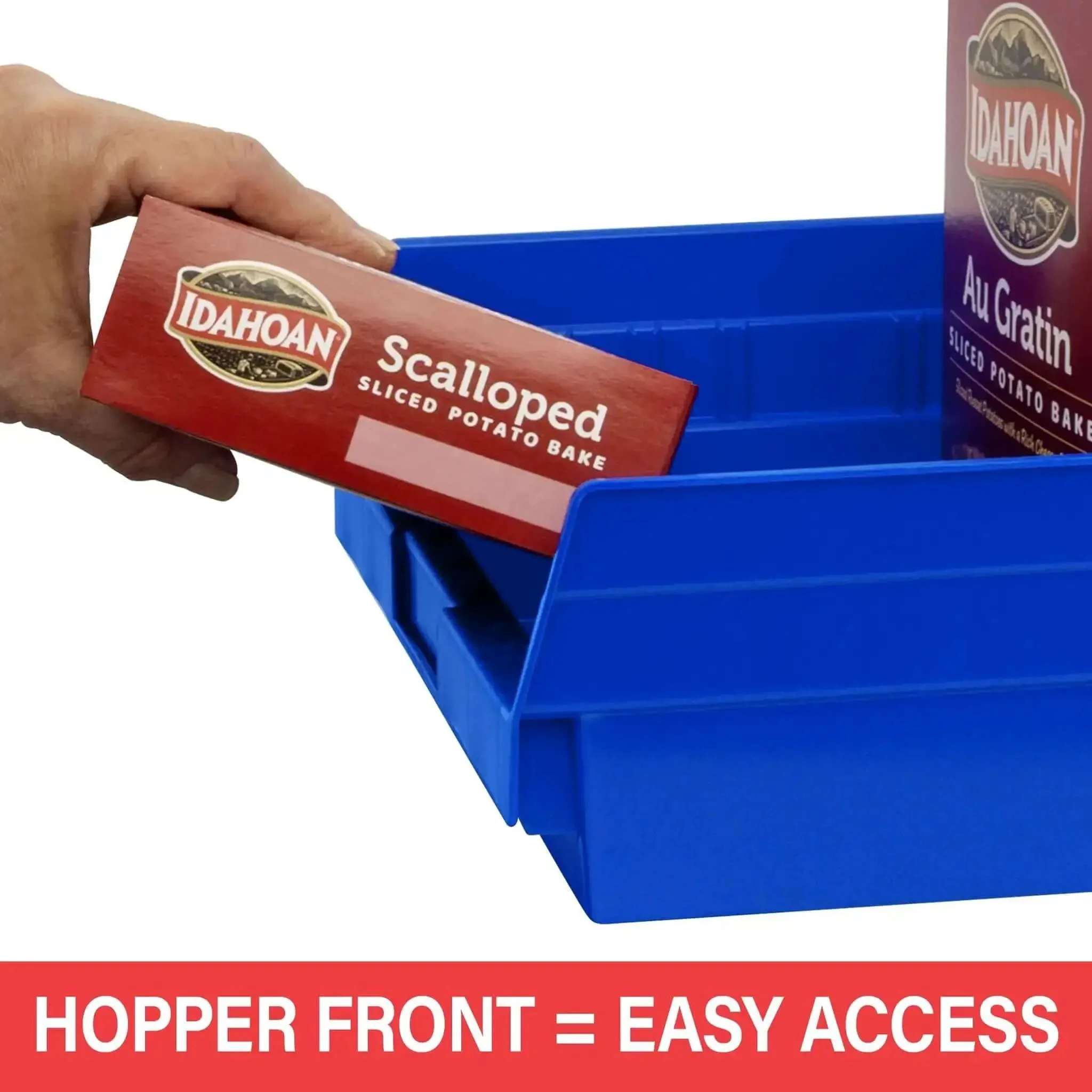 Heavy Duty Plastic Shelf Bins For Garage, Closet, And Drawer Organization, 12 Pack, Red, 18 x 11 x 4 Inches, Durable Storage Bins That Fit 12, 18, And 24 Inch Shelves And Pick Racks - Image 6