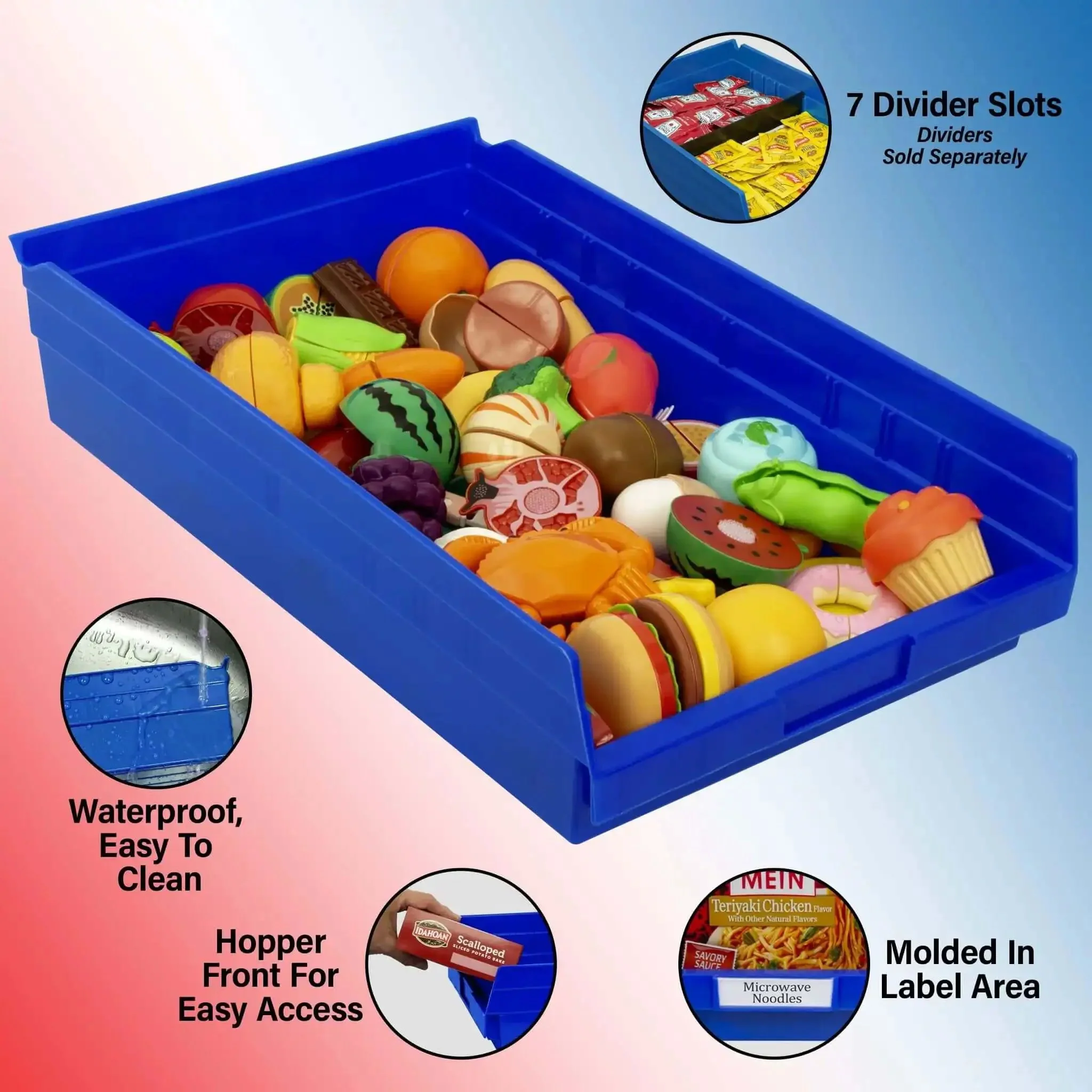 Heavy Duty Plastic Shelf Bins For Garage, Closet, And Drawer Organization, 12 Pack, Red, 18 x 11 x 4 Inches, Durable Storage Bins That Fit 12, 18, And 24 Inch Shelves And Pick Racks - Image 7