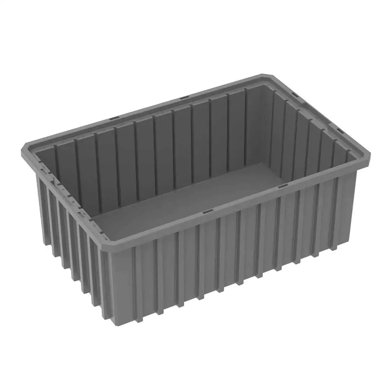 Heavy Duty Plastic Slotted Dividable Modu Box Stackable Grid Storage Tote Container 16.5 Inch Long 10.9 Inch Wide 6 Inch High 8 Pack Gray Great For Books Tools And Crafts Organization