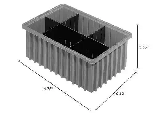 Heavy Duty Plastic Slotted Dividable Modu Box Stackable Grid Storage Tote Container 16.5 Inch Long 10.9 Inch Wide 6 Inch High 8 Pack Gray Great For Books Tools And Crafts Organization - Image 2