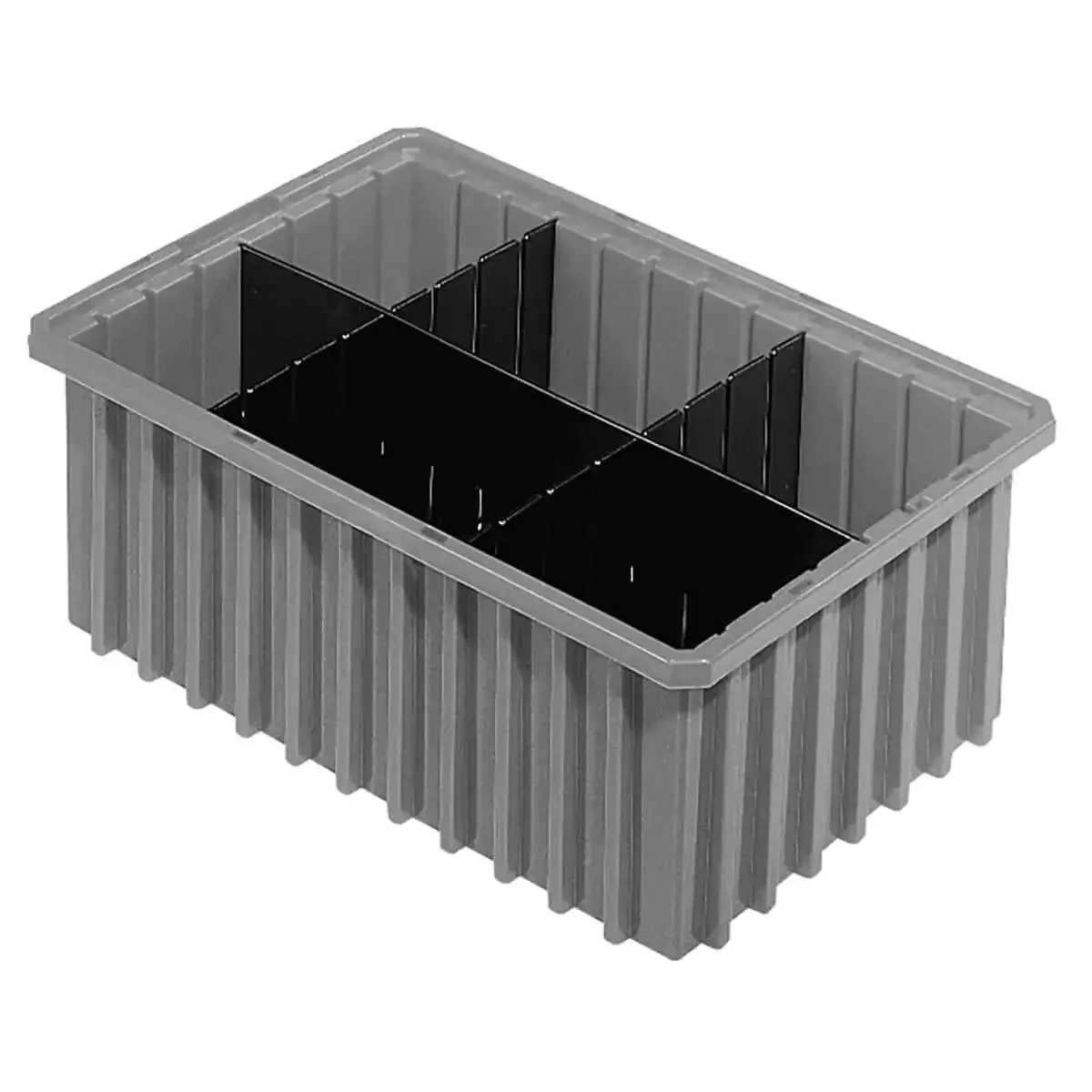 Heavy Duty Plastic Slotted Dividable Modu Box Stackable Grid Storage Tote Container 16.5 Inch Long 10.9 Inch Wide 6 Inch High 8 Pack Gray Great For Books Tools And Crafts Organization - Image 6