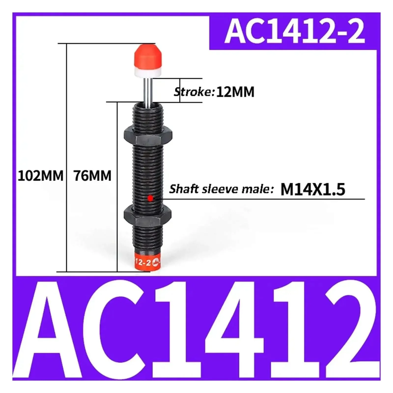Heavy Duty Pneumatic And Hydraulic Buffer Shock Absorber For AC Series Fits AC1410 AC0806 AC2020 AC1425 AC1416 AC1008 Damper AC1412-2 Ideal For Vibration Reduction In Machinery And Automated Equipment With Smooth Action And Long Lasting Durability - Image 5