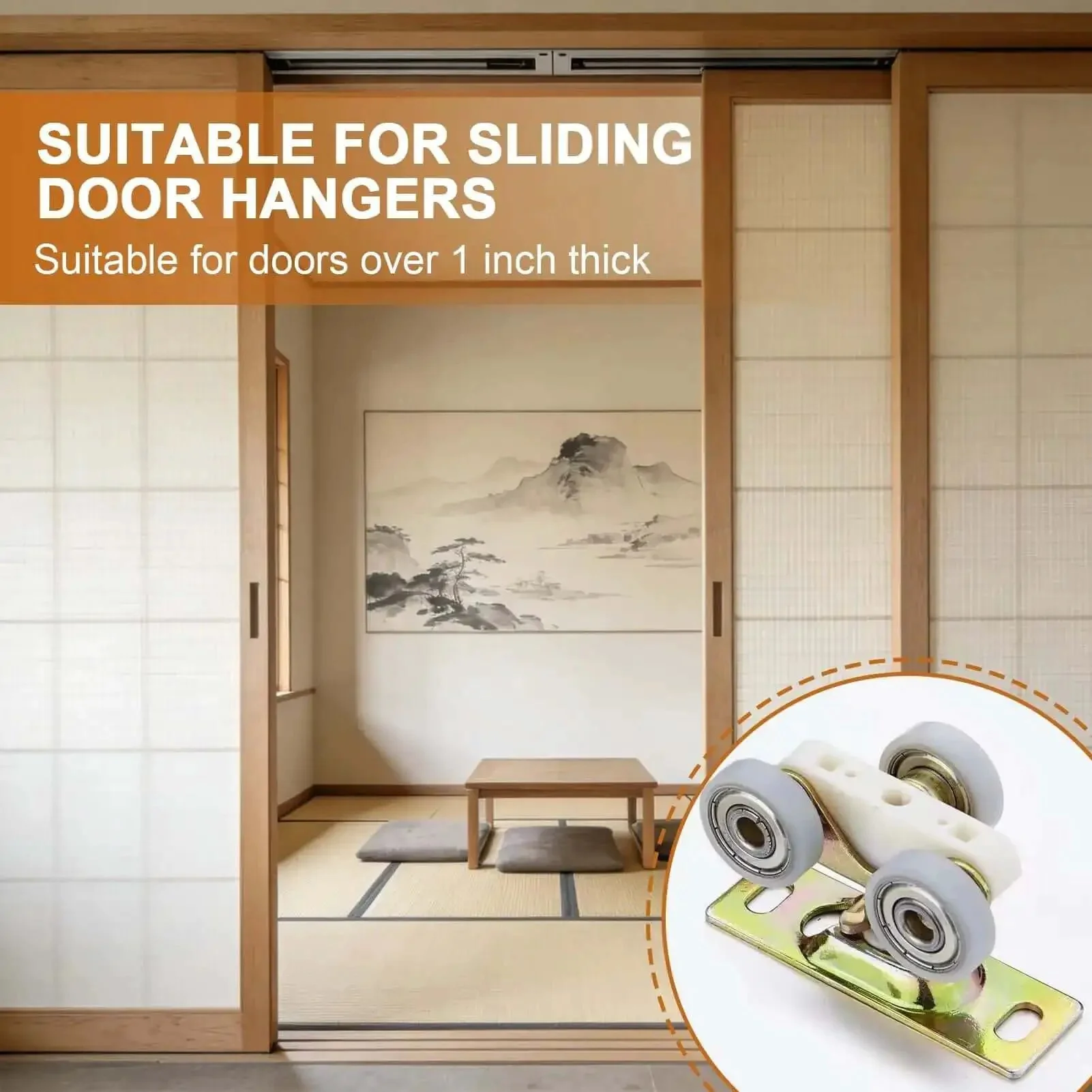 Heavy Duty Pocket Door Hardware Kit 2 Pack With Sliding Rollers And Hanger Plates Surface Mounted Includes Mounting Screws For Interior Pocket Doors And RV Trailer Doors Durable Galvanized Metal Construction - Image 3